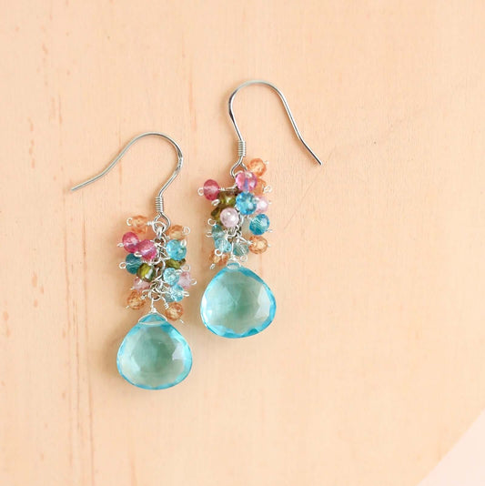 Aquamarine Quartz Silver Bala Earrings