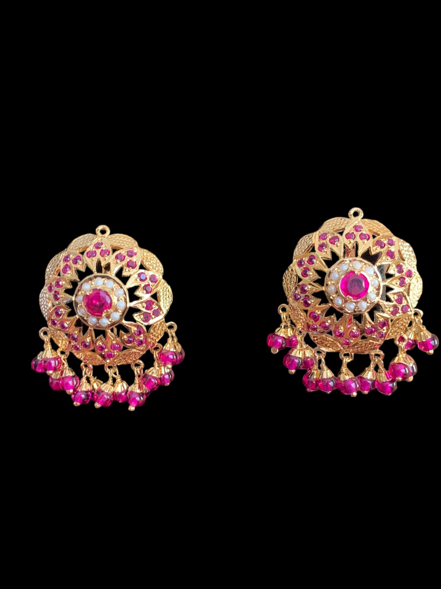 Ruby pearl gold plated silver earrings ( SHIPS IN 5 WEEKS)