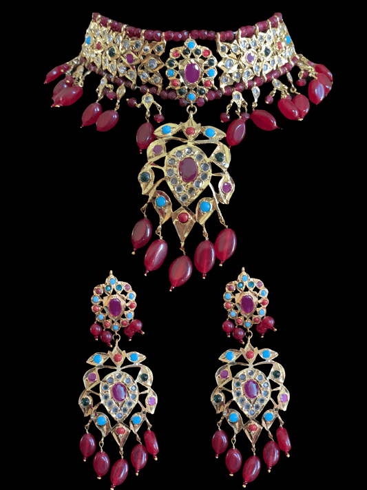 C7 Sahaj choker in Navratan ( READY TO SHIP )