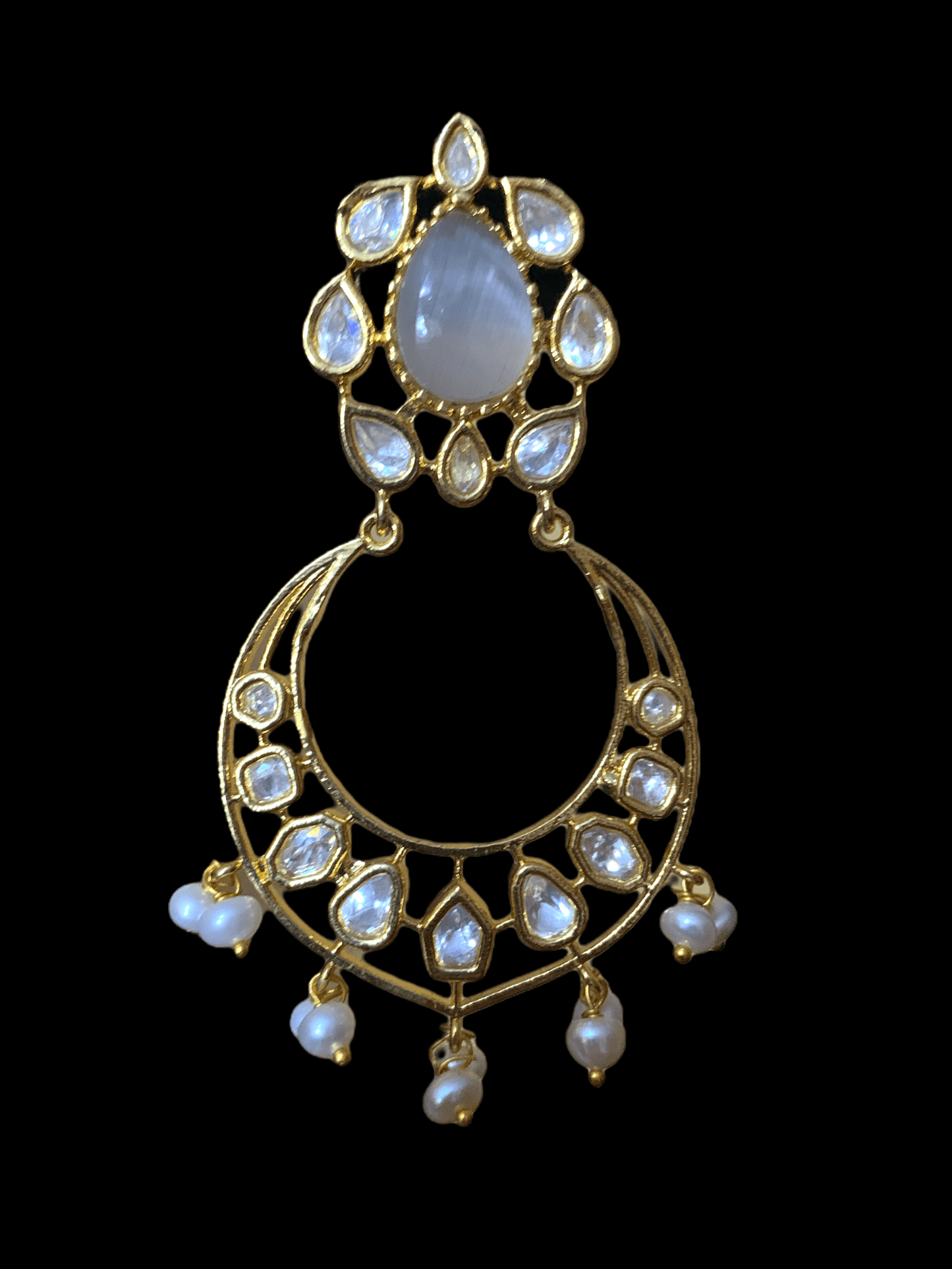 DER64 Evie cz earrings in fresh water pearls ( READY TO SHIP)