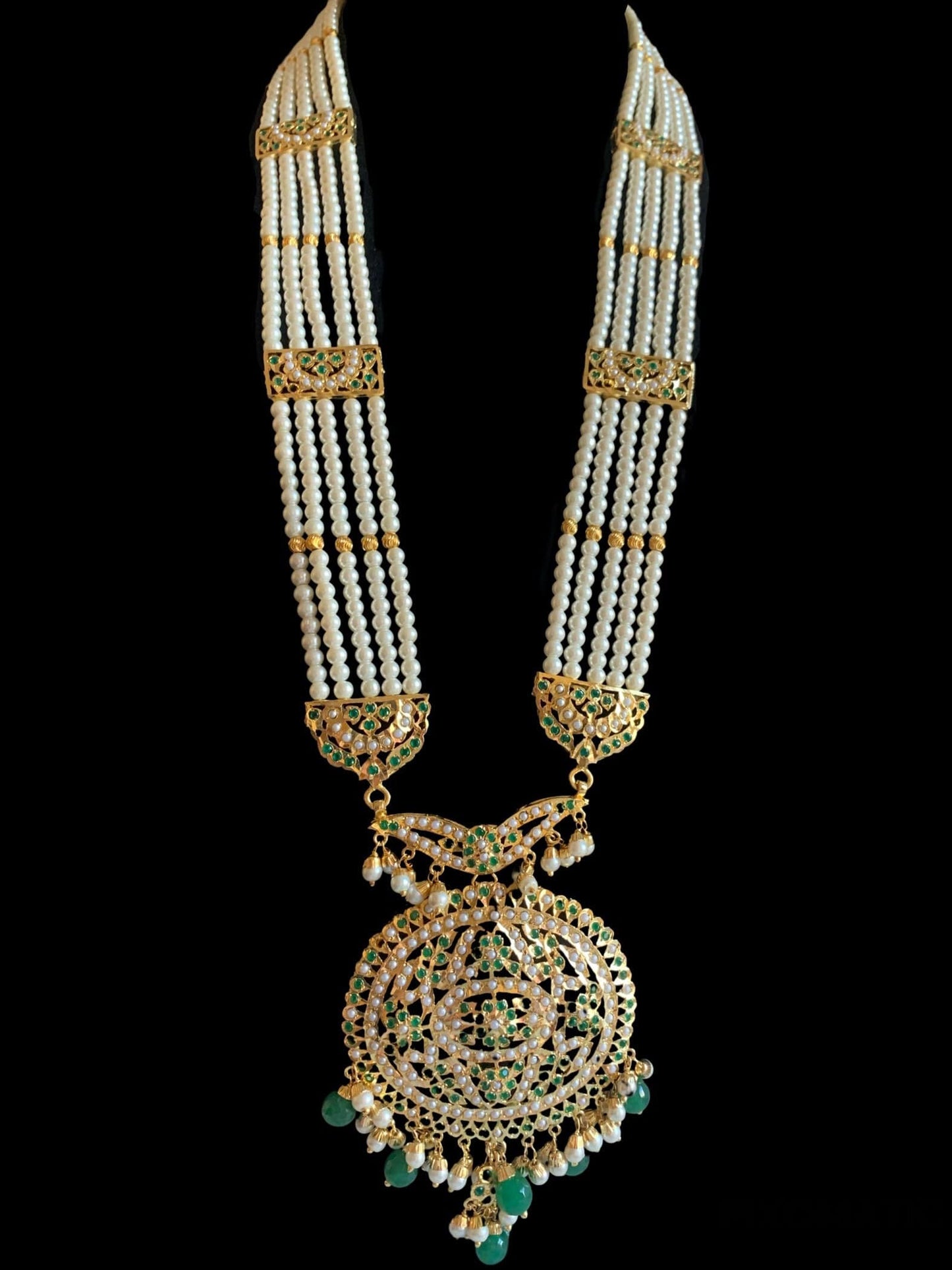 DLN21 Simran rani haar in green  / emeralds  ( READY TO SHIP)