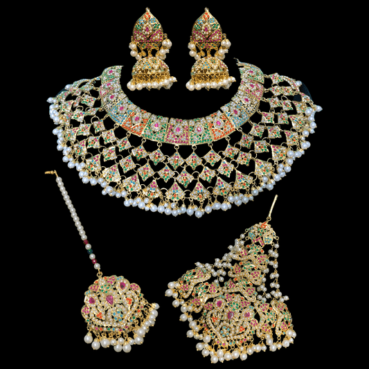 BR91 Hunza Navratan  jadau bridal set   ( READY TO SHIP )