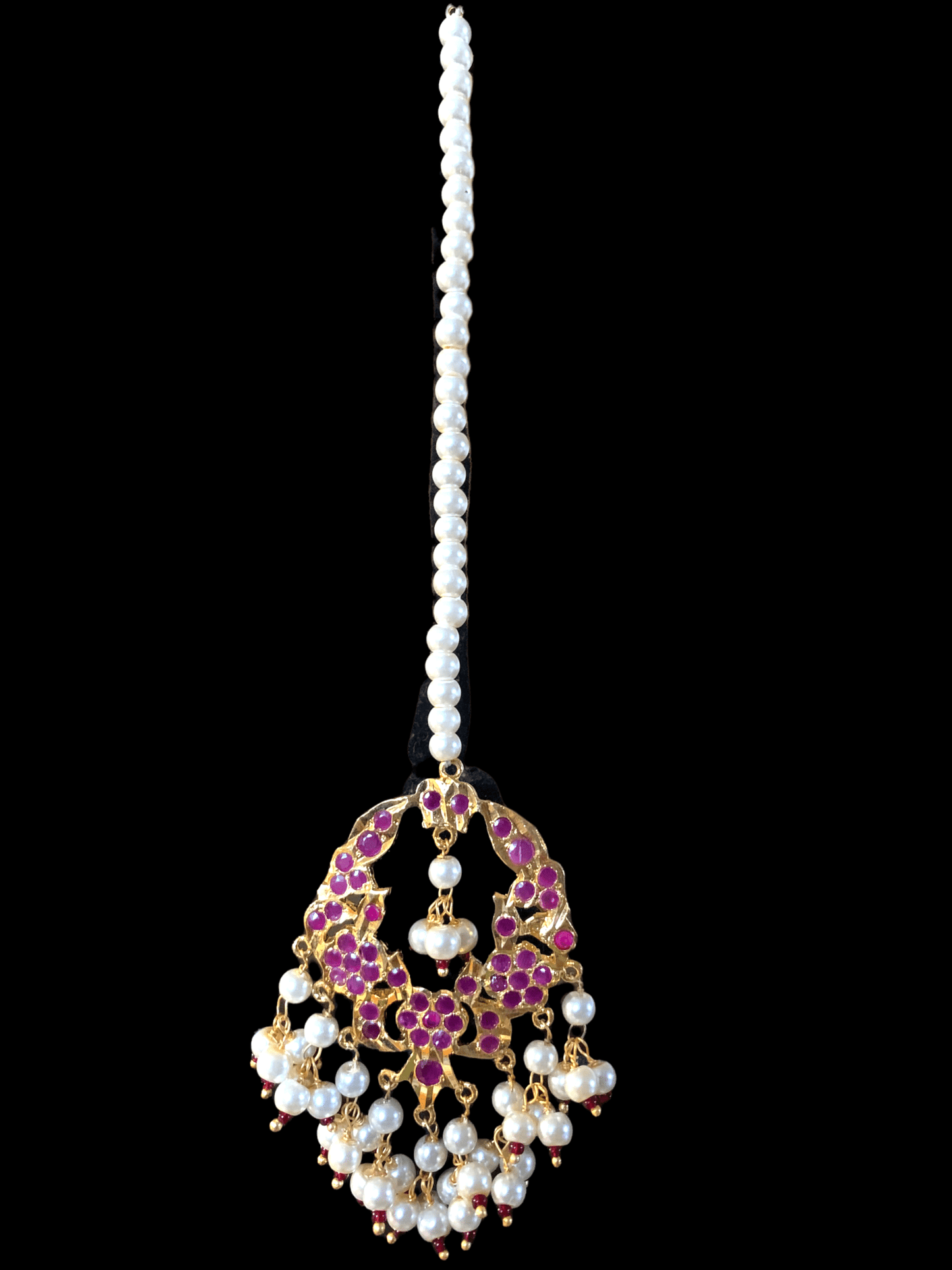 DJET25 Madhuri earrings tika set in ruby ( READY TO SHIP )