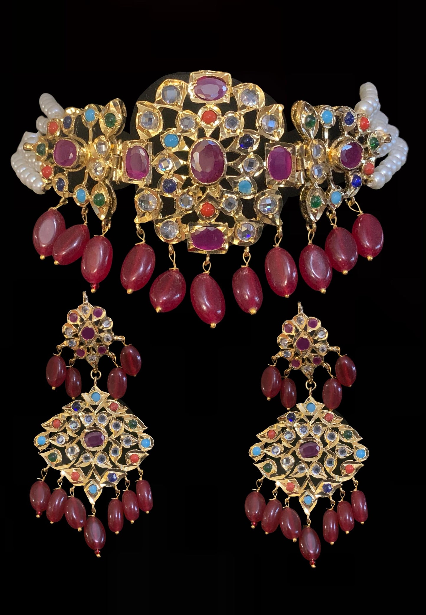 Lekha choker set in Navratan ( shell pearls  ) ( READY TO SHIP )