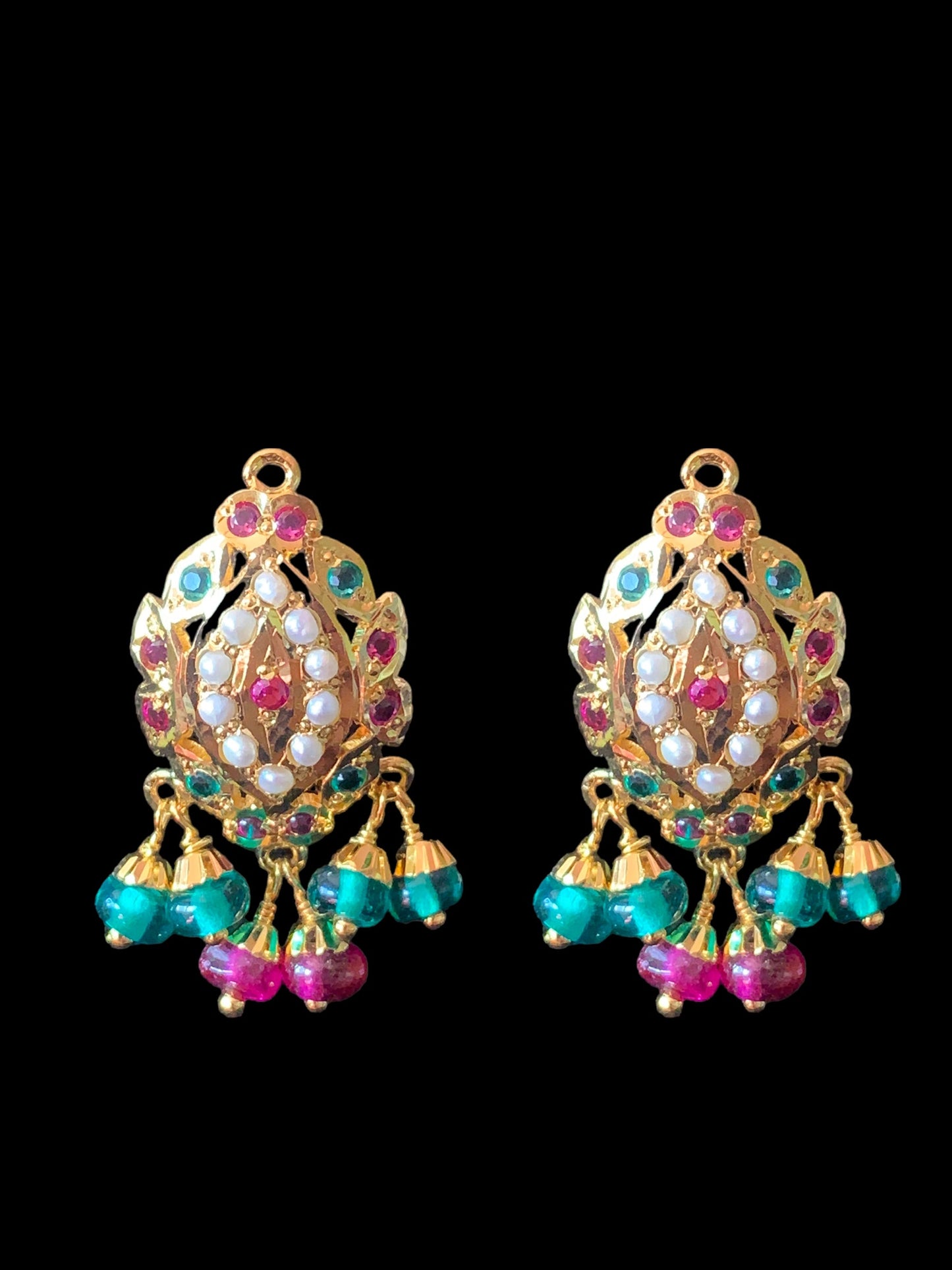 Gold plated silver pendant set in ruby emerald ( SHIPS IN 5 WEEKS )