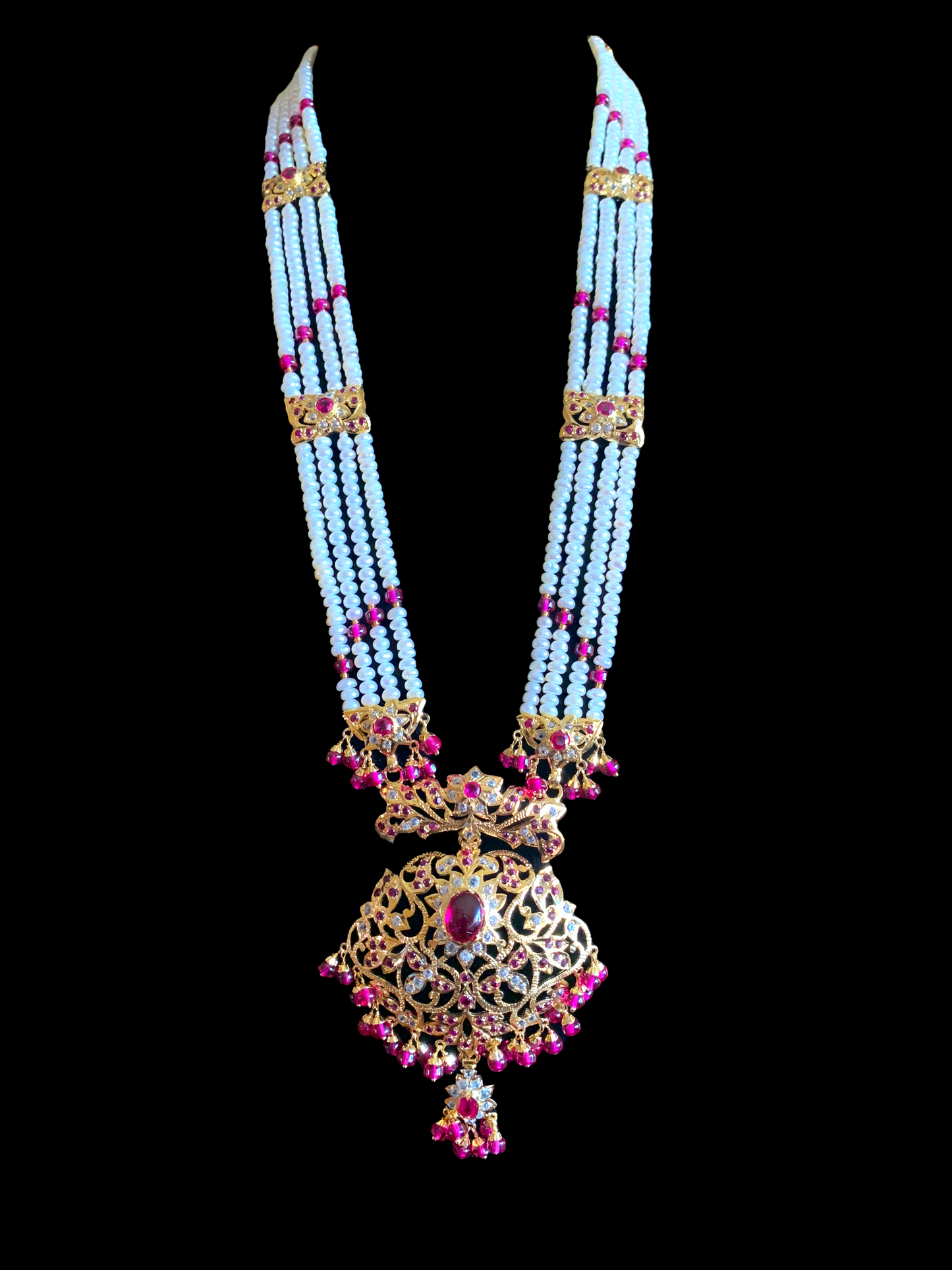 MAHNOOR gold plated silver Rani haar in rubies ( READY TO SHIP )