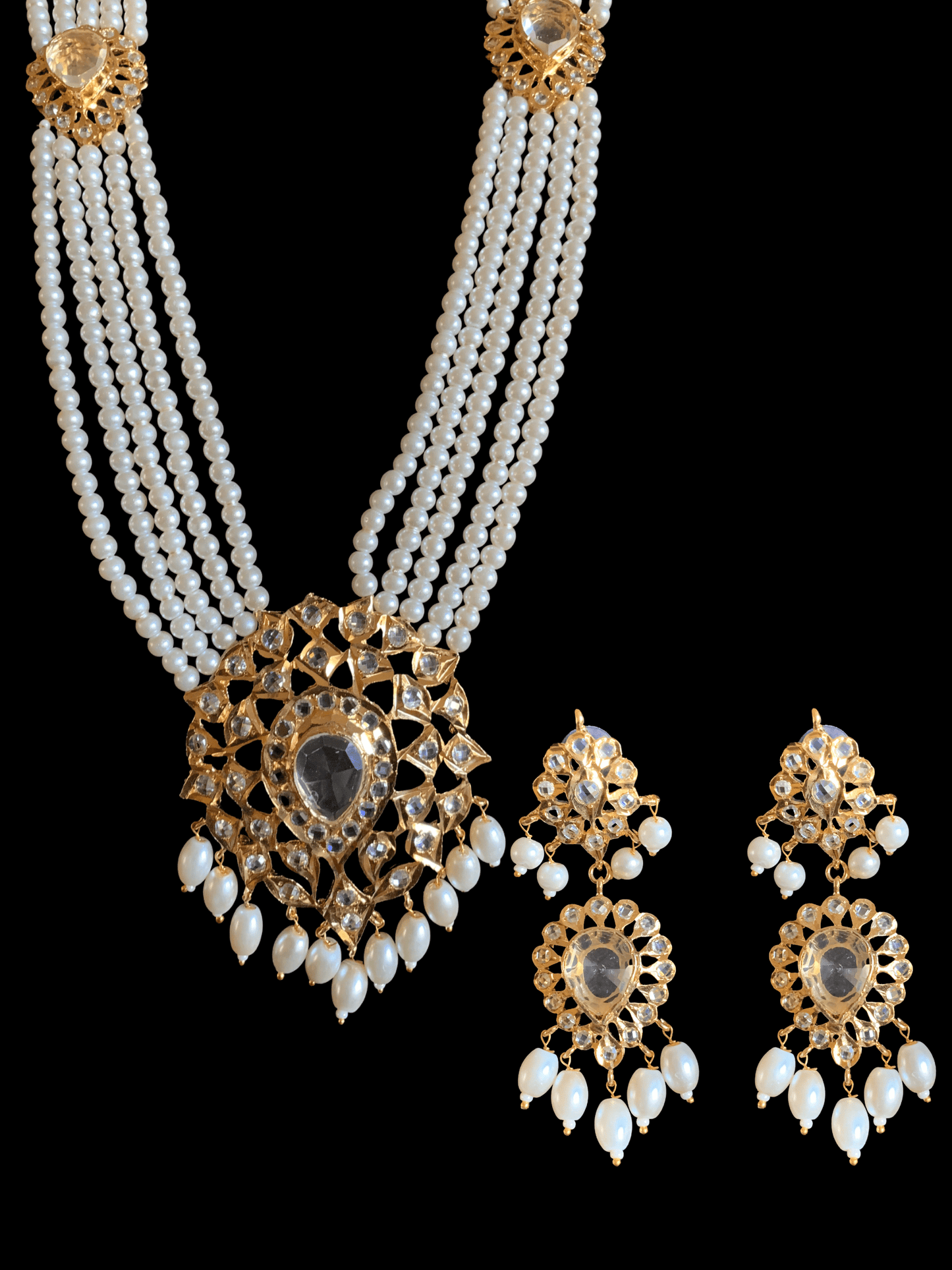 LN154 Rachel pearl  long necklace set , (SHIPS IN 4 WEEKS )