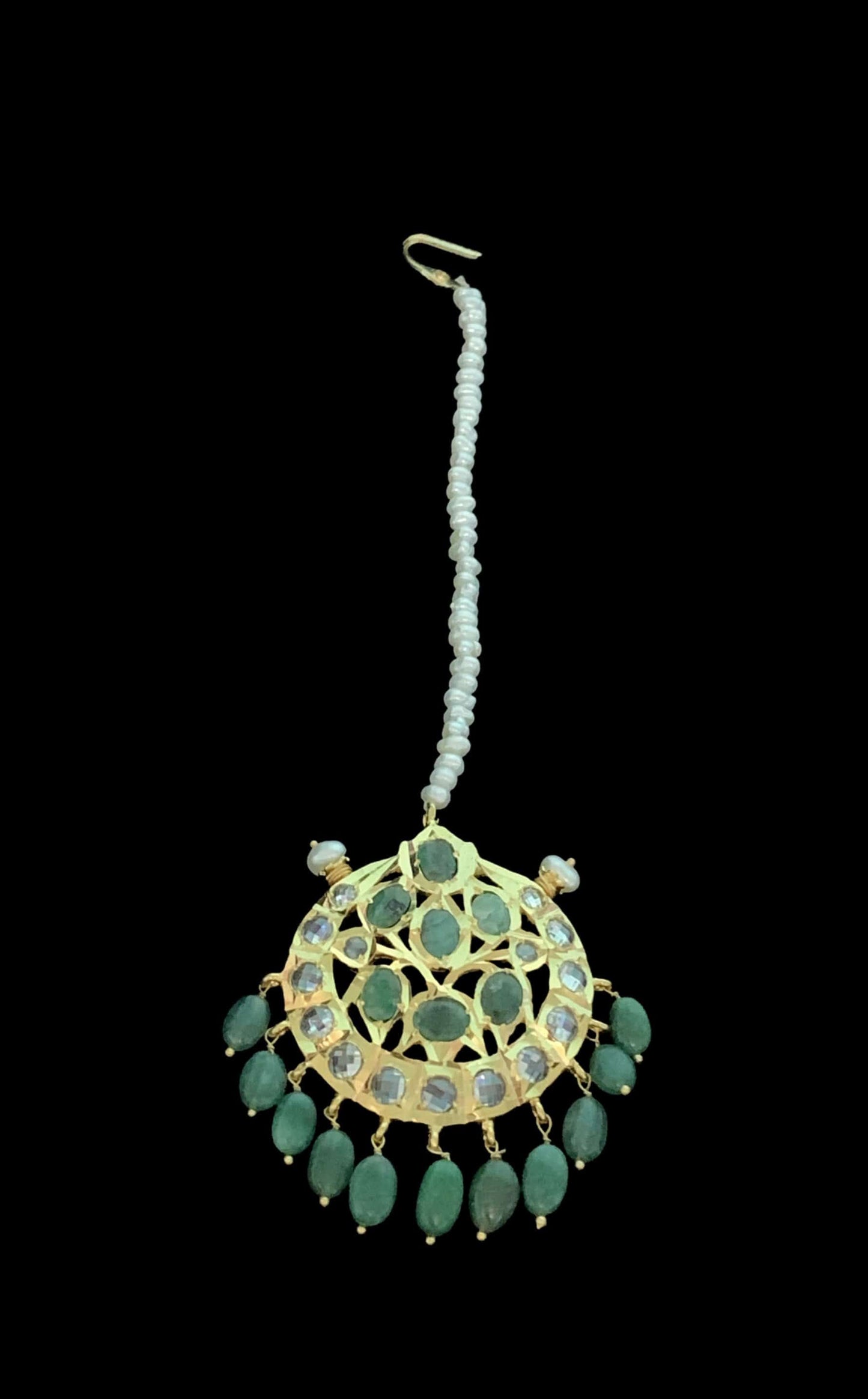 Insia bridal jadavi lacha satlada set in emeralds , ( SHIPS IN 4 WEEK )