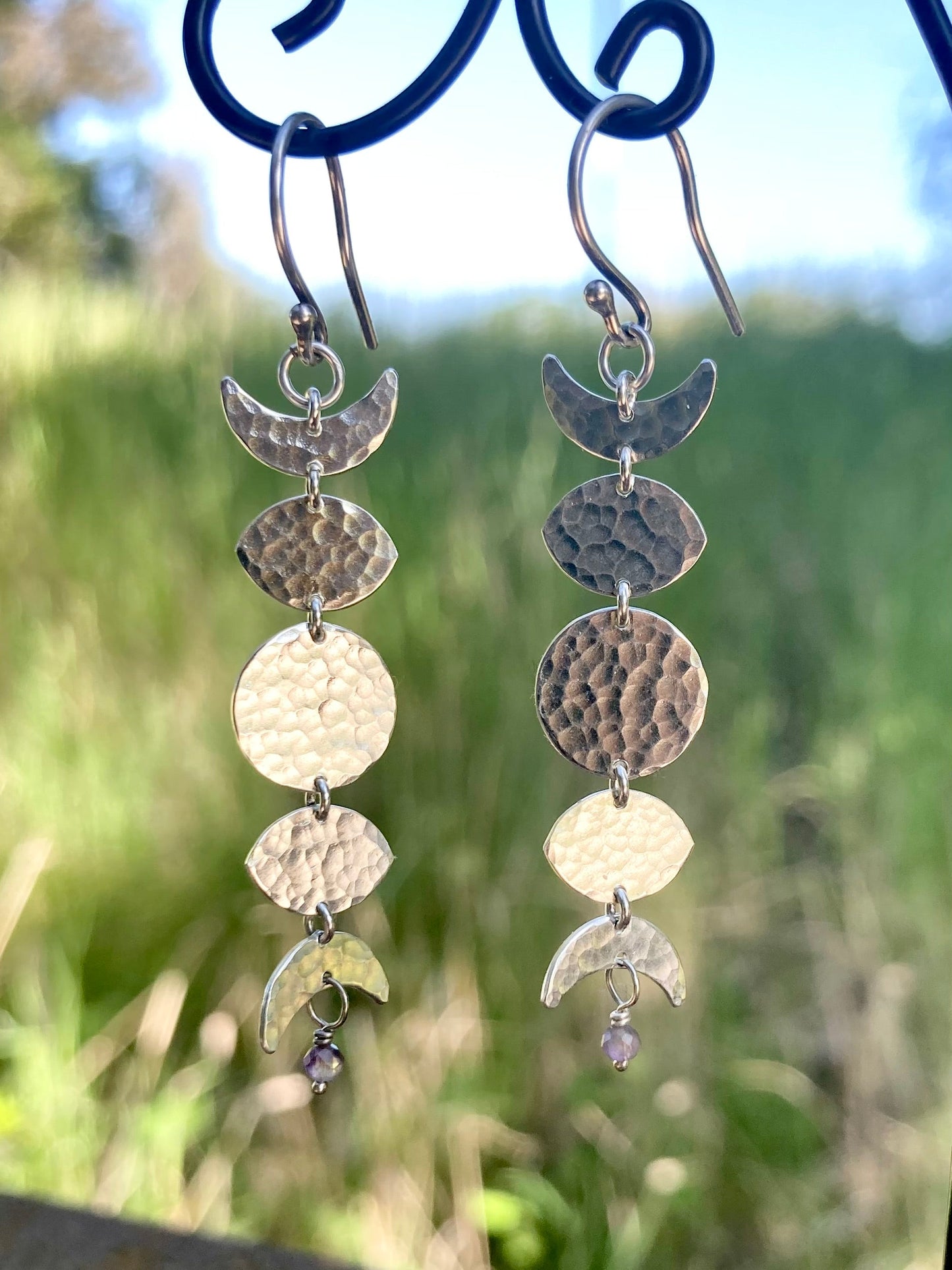 Moon Phase Earrings in Sterling Silver