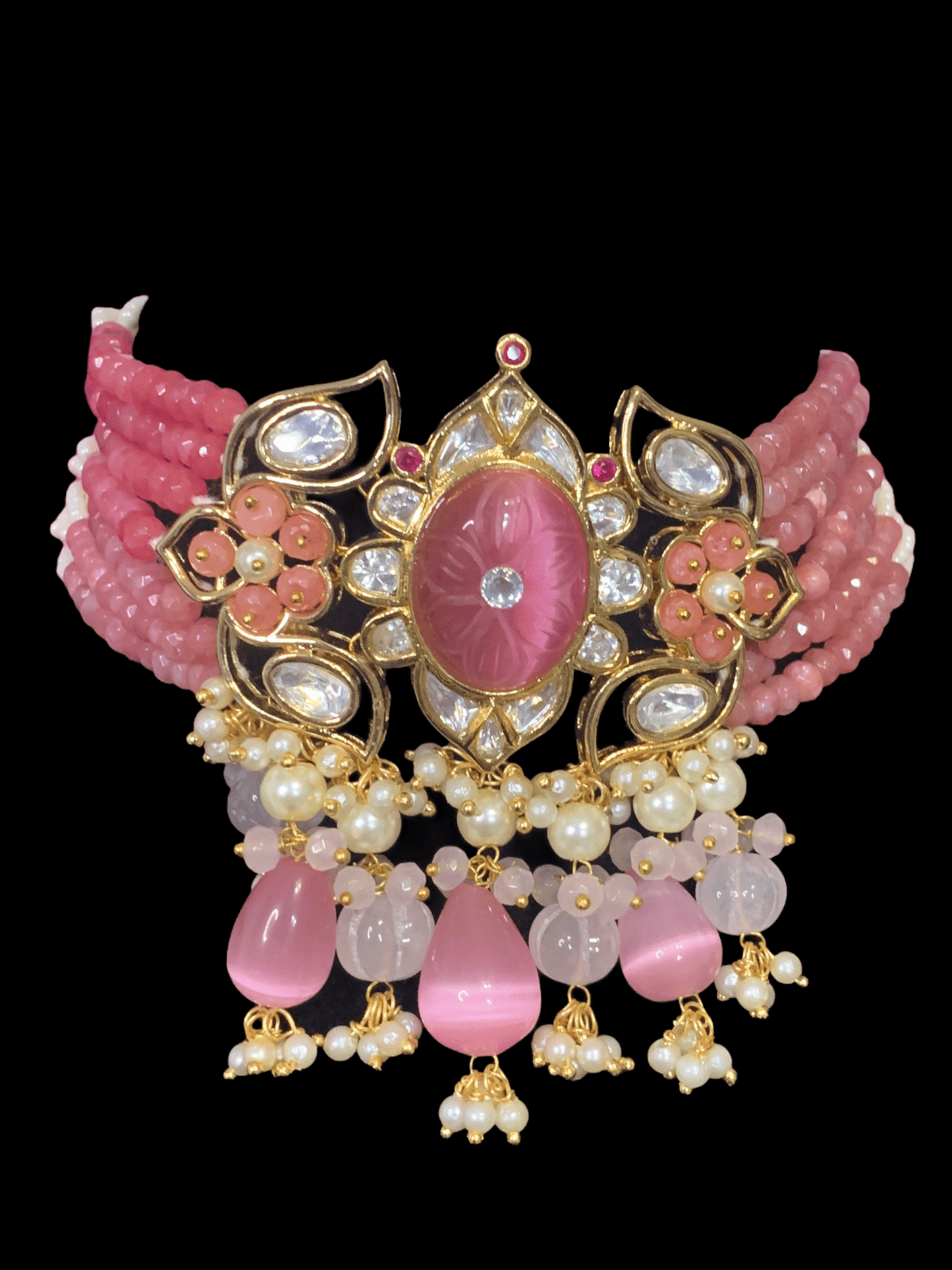 C173 Denise cz polki choker in pink  ( READY TO SHIP )