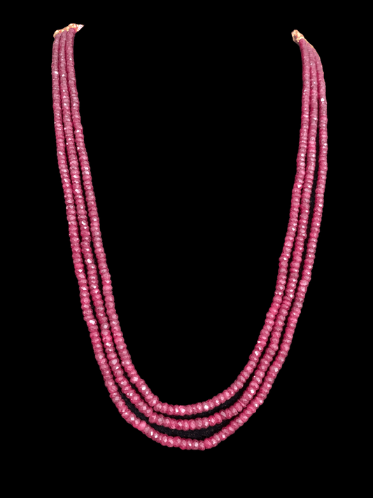 NS295 ruby  beads necklace ( SHIPS IN 2 WEEKS  )
