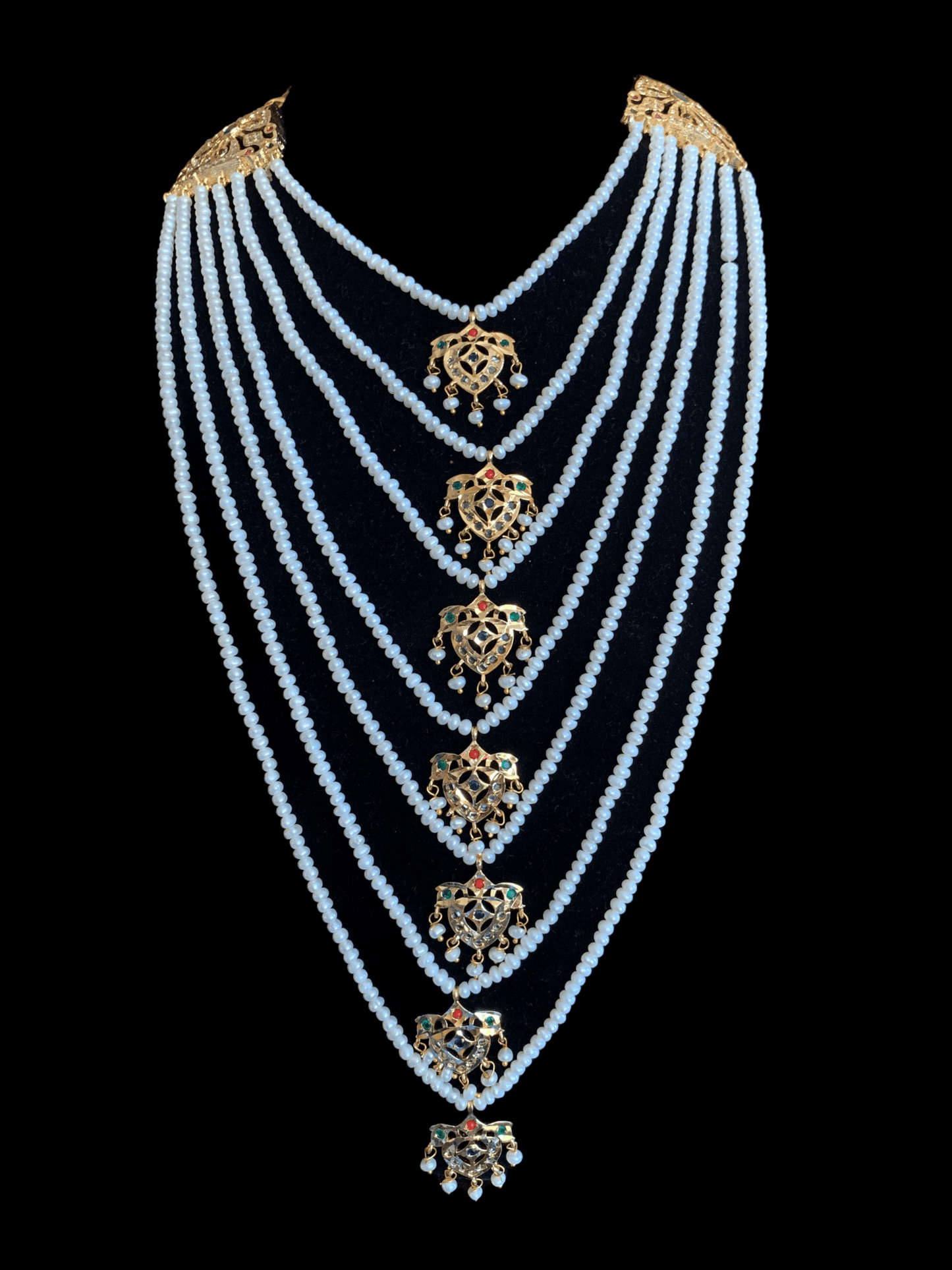 SAT8  Talia  satlada in fresh water pearls - navratan  (READY TO SHIP)
