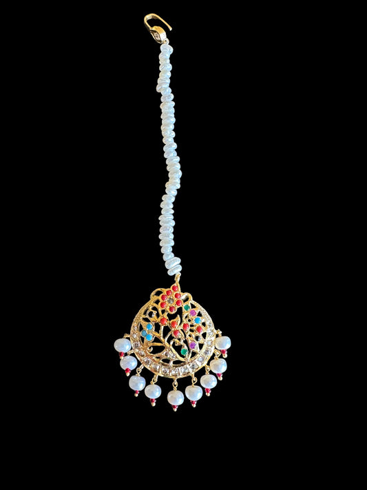 Navratan tika in fresh water pearls ( SHIPS IN 5 WEEKS )