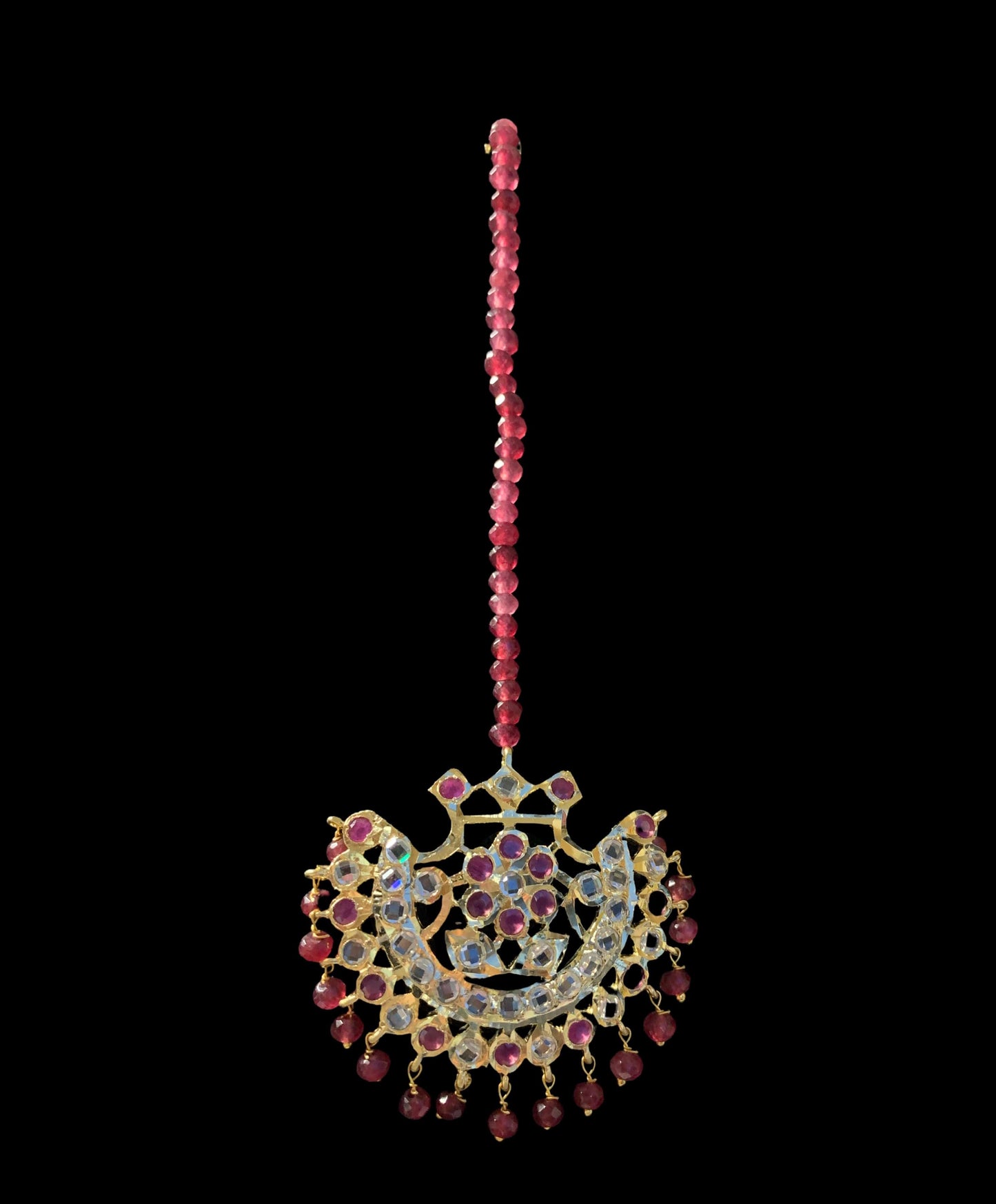 DJET27 Saha chandbali tika in ruby ( READY TO SHIP )