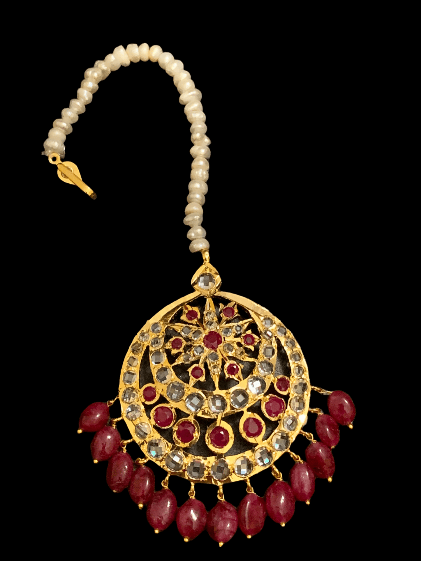 DJTK11 Isra tika in rubies and fresh water pearls ( SHIPS IN 4 WEEKS )