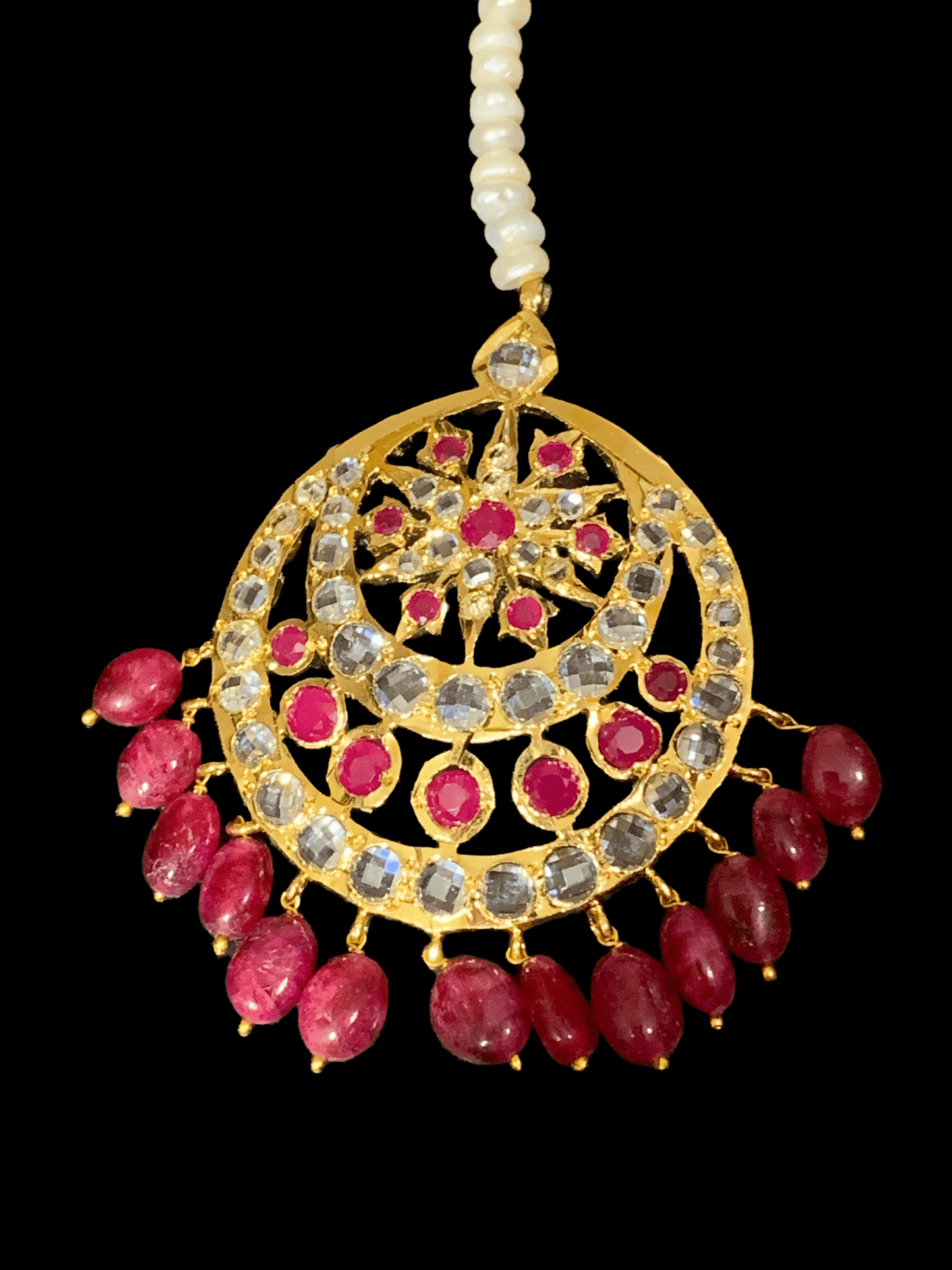 DJTK11 Isra tika in rubies and fresh water pearls ( SHIPS IN 4 WEEKS )
