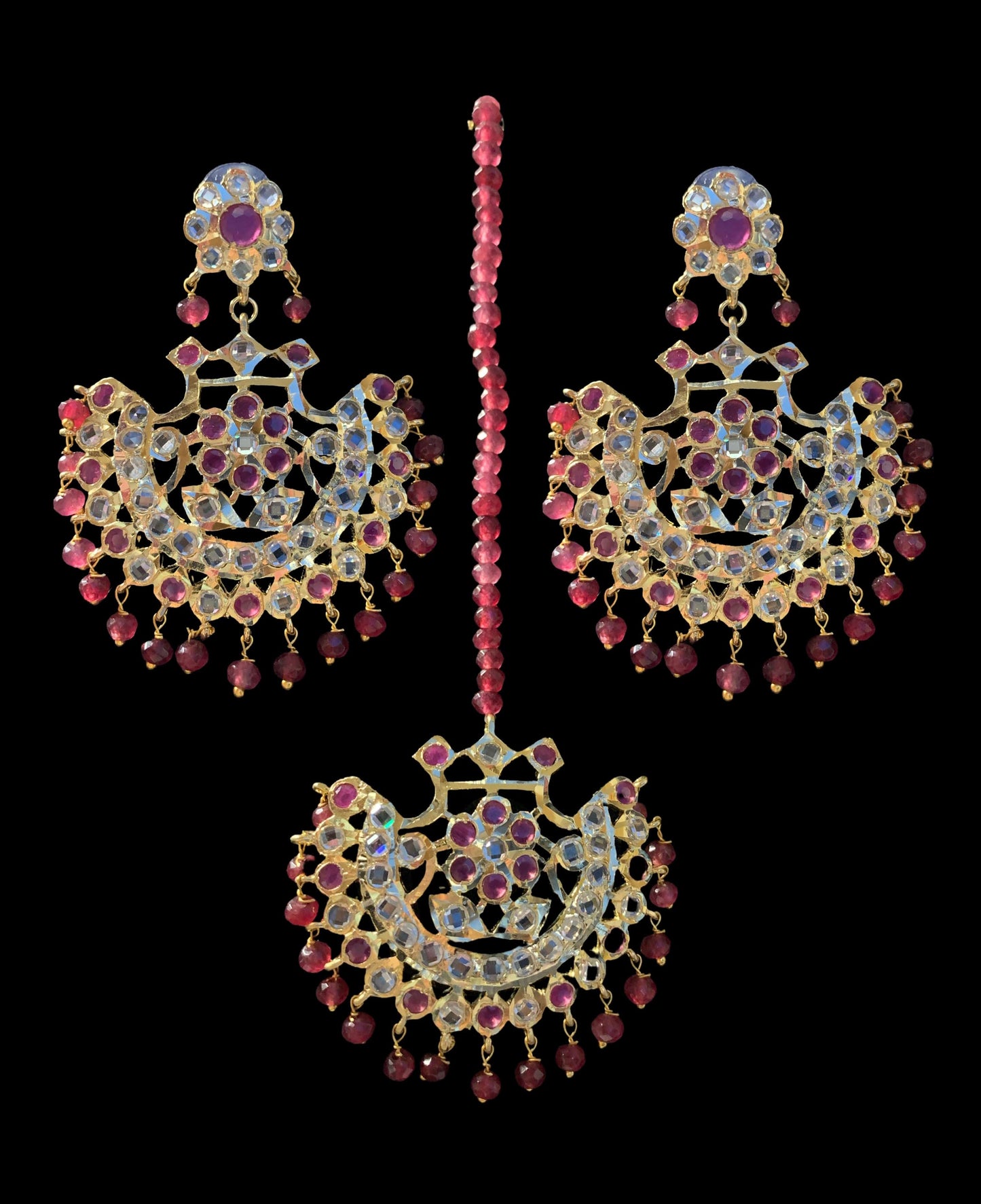 DJET27 Saha chandbali tika in ruby ( READY TO SHIP )