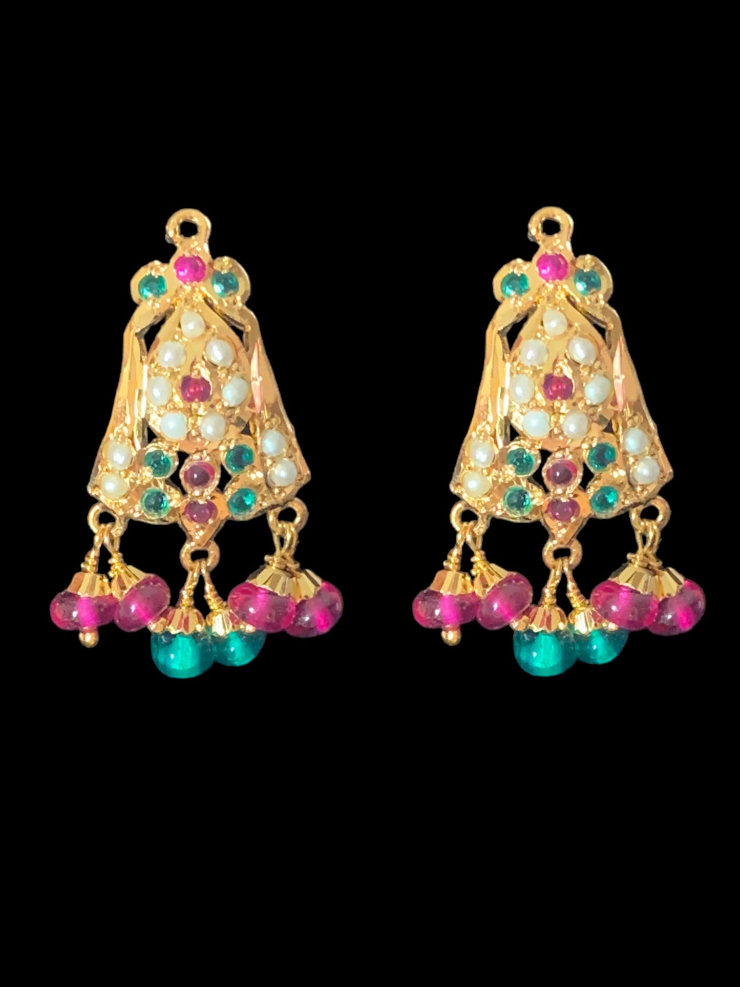 Gold plated silver pendant set in ruby emerald ( SHIPS IN 5 WEEKS  )