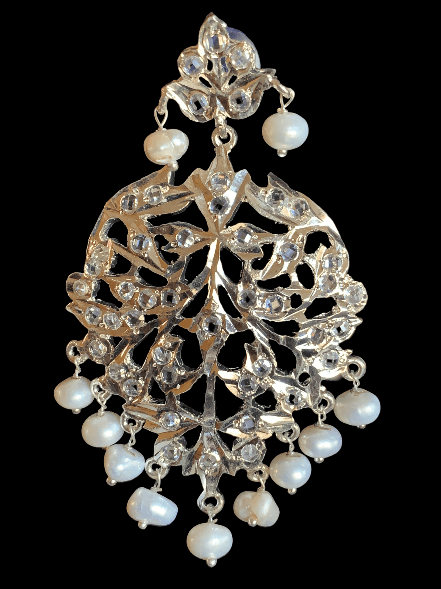 DER325 Aryana chandbali in silver plating  (READY TO SHIP  )