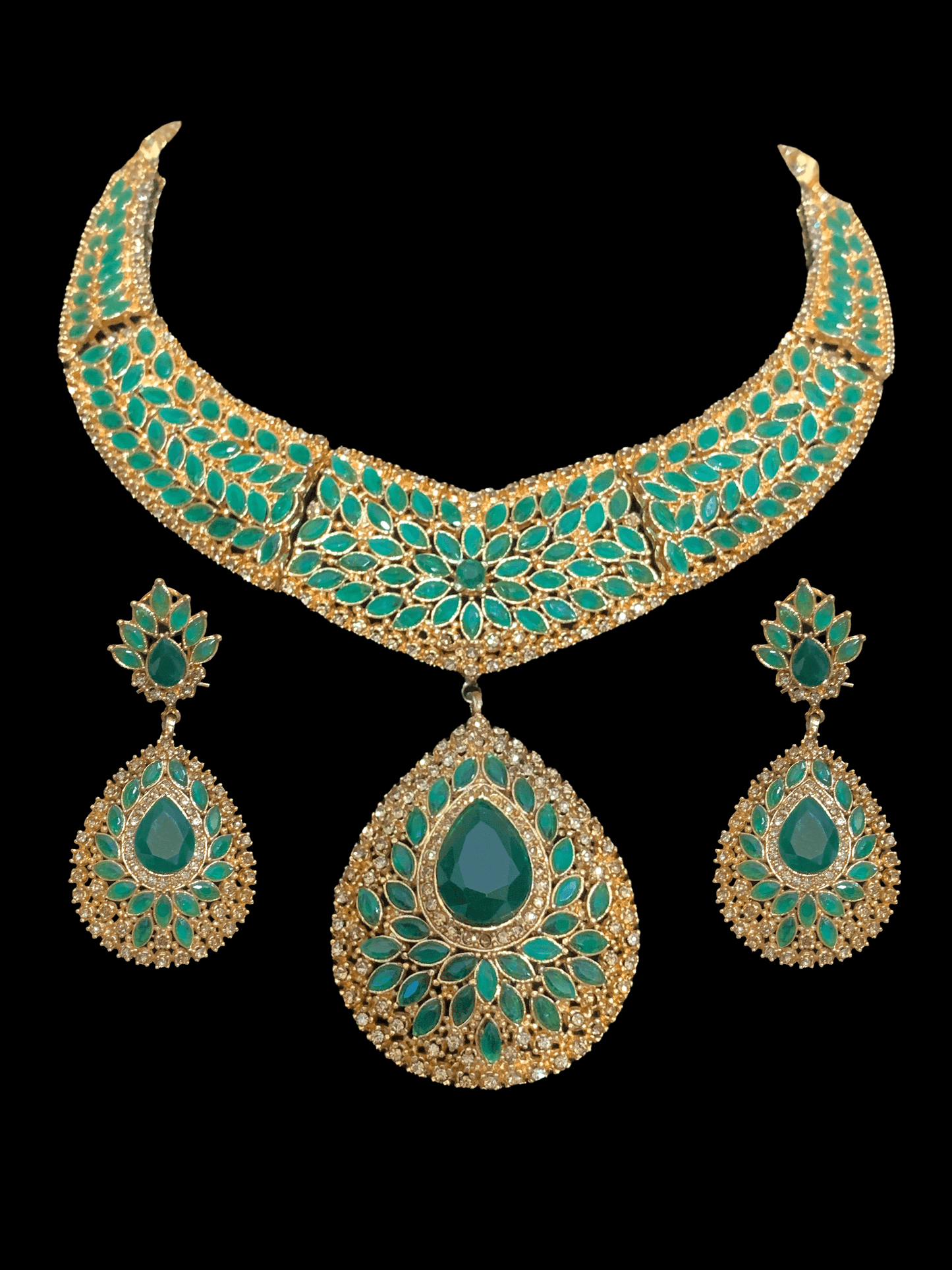 NS86 Rabeta necklace set- green   (READY TO SHIP)