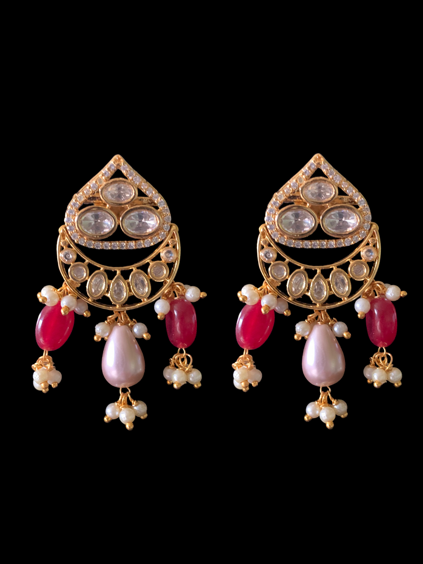 NS379 High quality gold plated polki necklace set with tika ( READY TO SHIP)