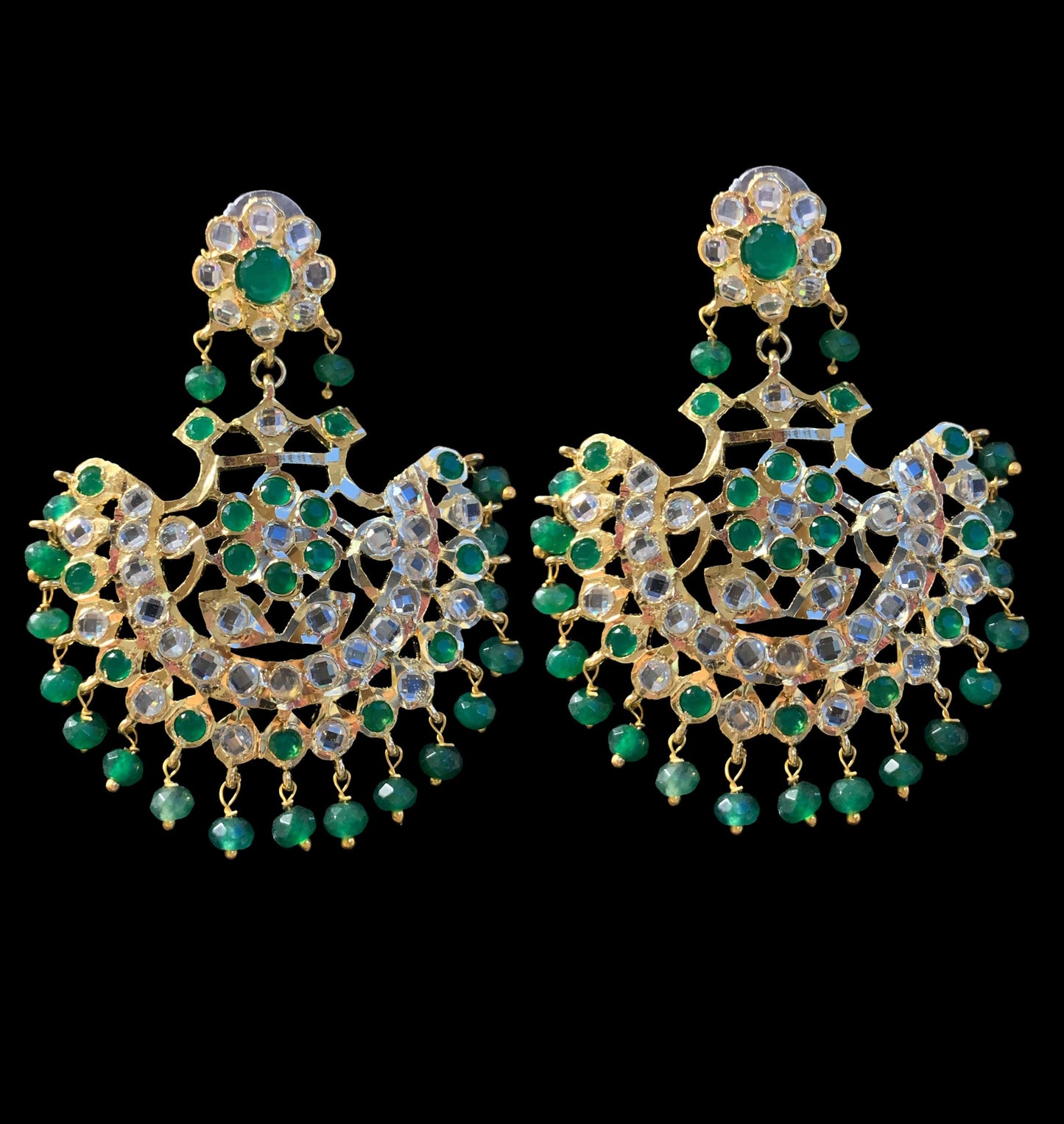 DJET21 Saha  chandbali tika in emeralds ( READY TO SHIP )
