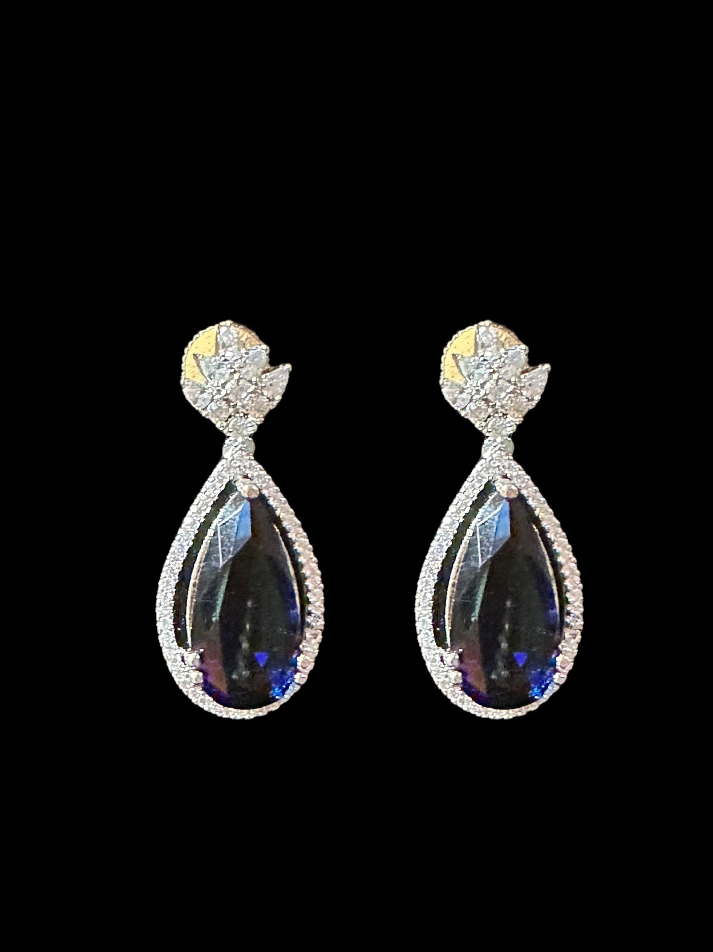 PS350 silver plated Cz pendant set- blue    (READY TO SHIP)