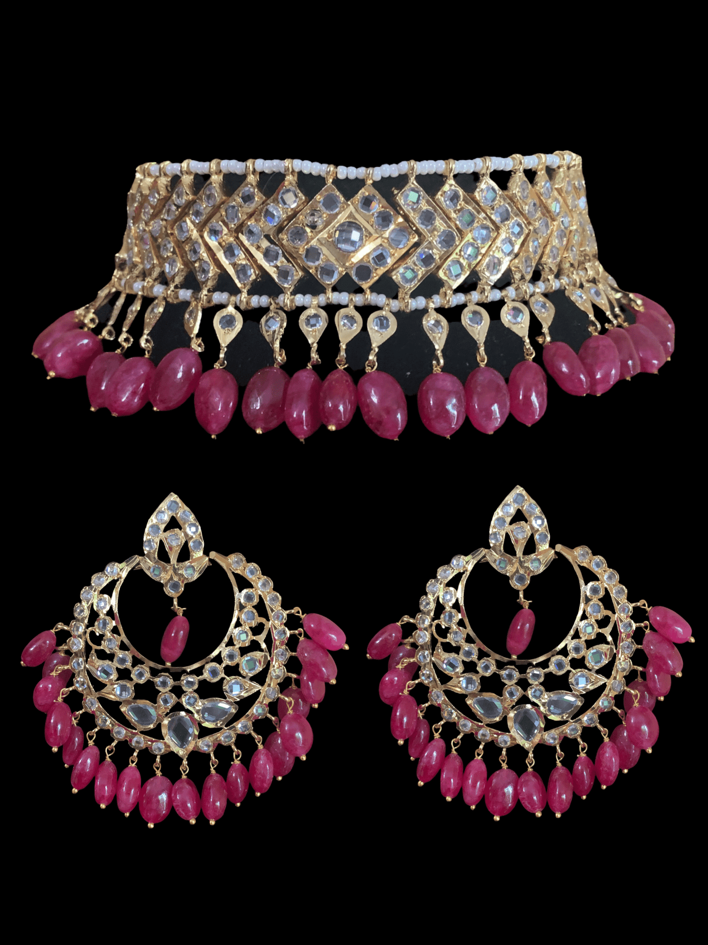 C84 MAHIRA v set in ruby beads (SHIPS IN 3 WEEKS )