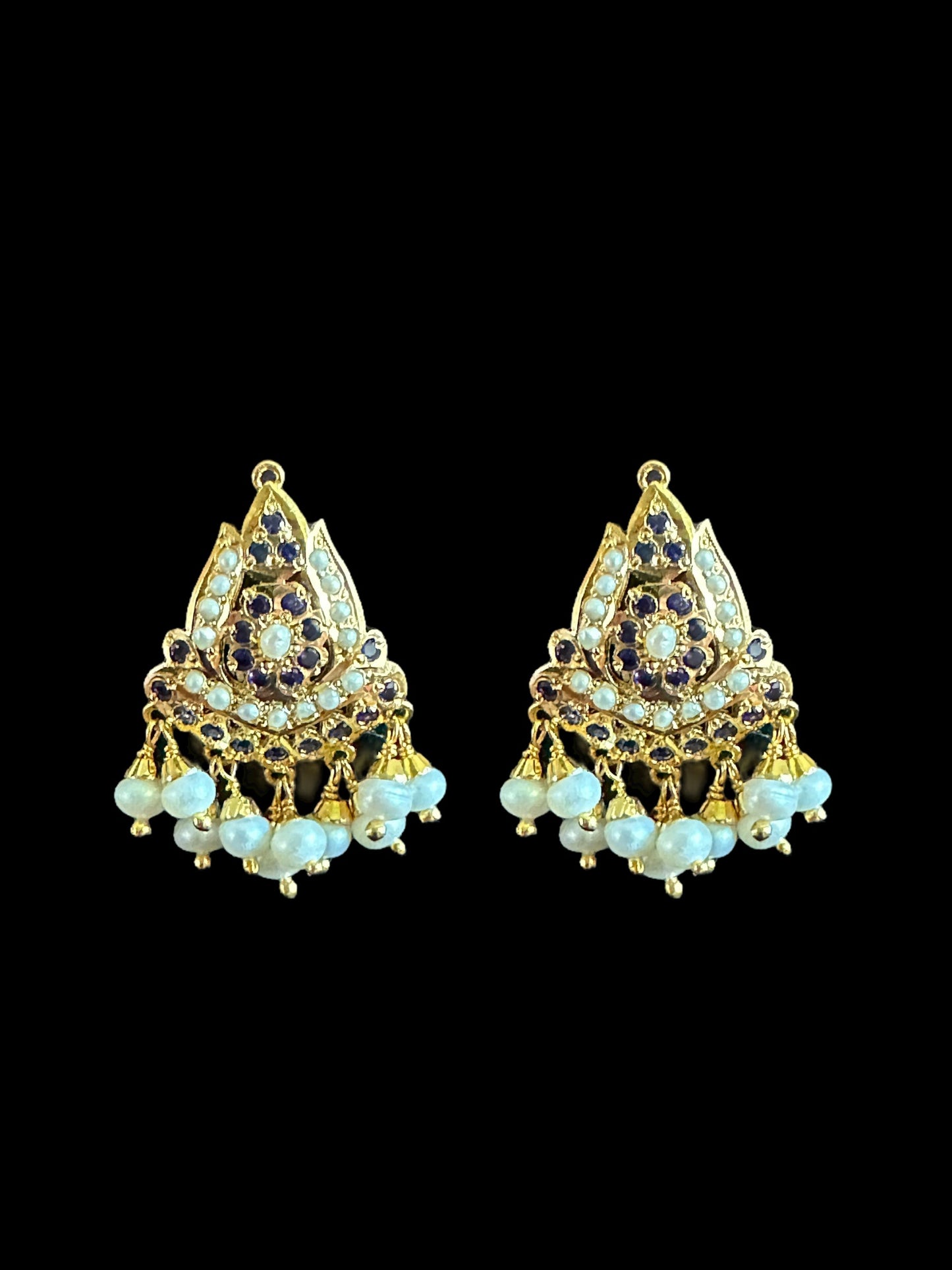 Sapphire with Fresh water pearl gold plated silver pendant set  ( SHIPS IN 5 WEEKS )
