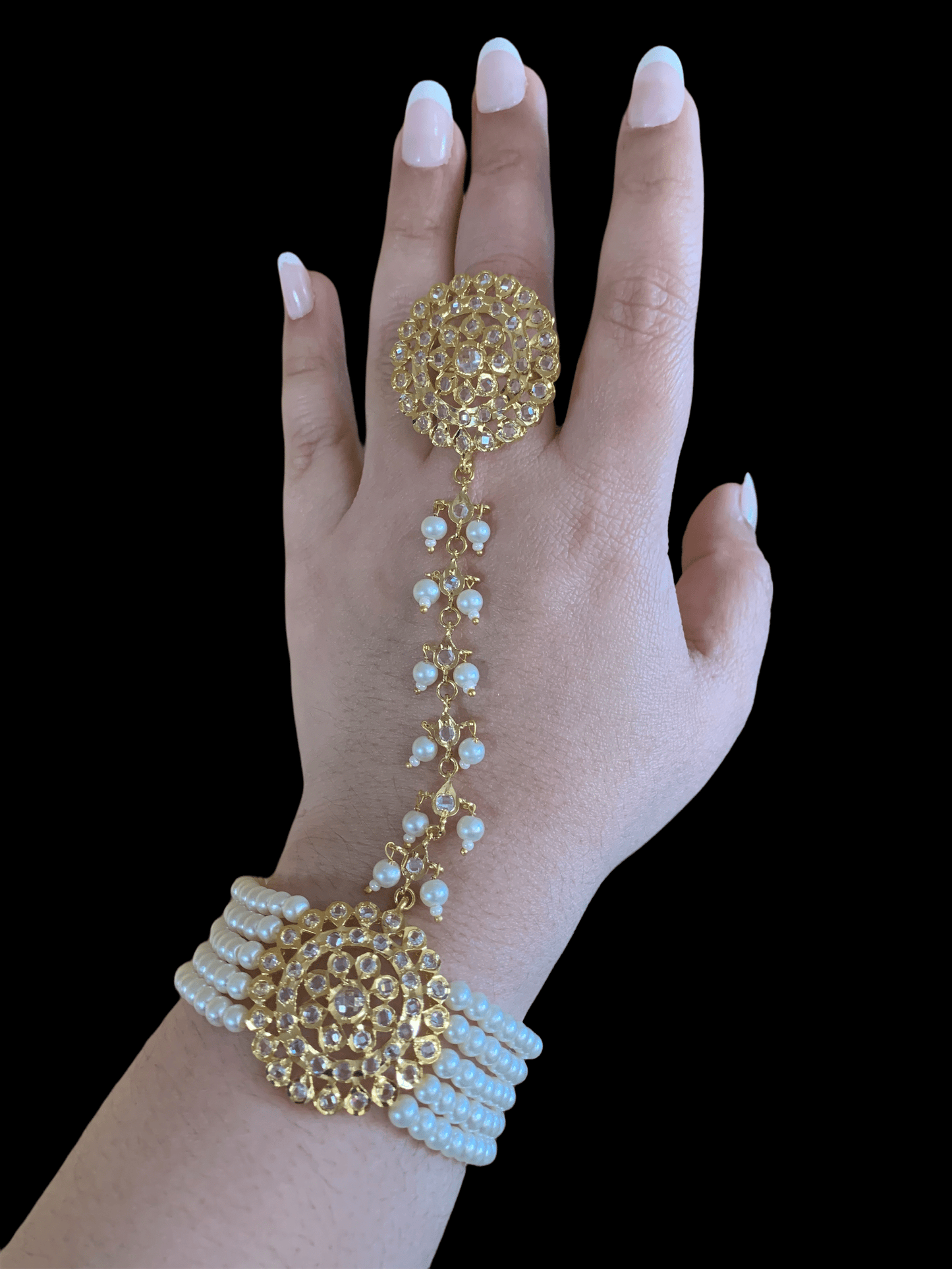 HP12 Trikha haath Phool (pearls  )  -ONE PAIR( READY TO SHIP  )
