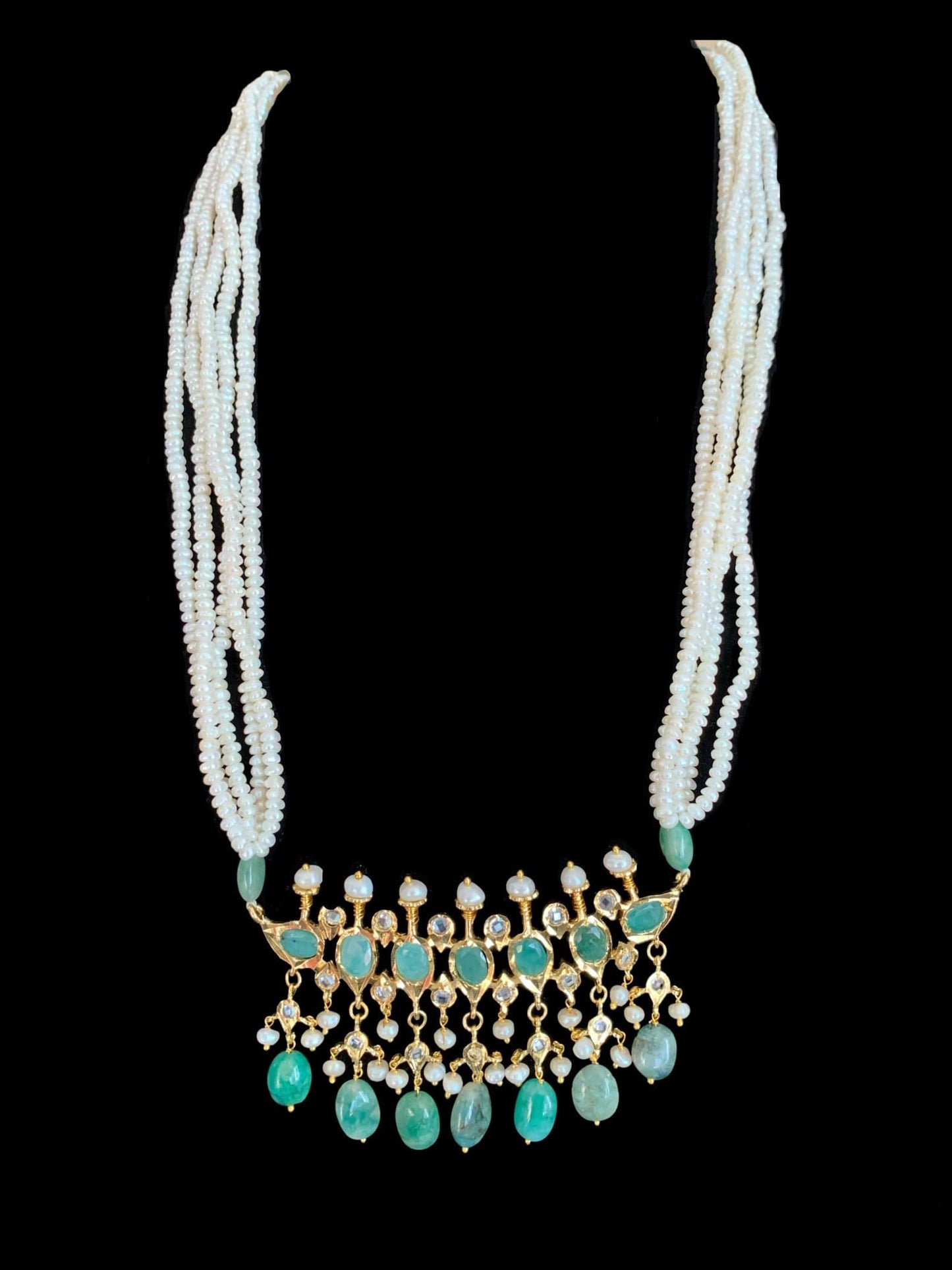 Tirmani in emeralds and fresh water pearls ( SHIPS IN 3 WEEKS )