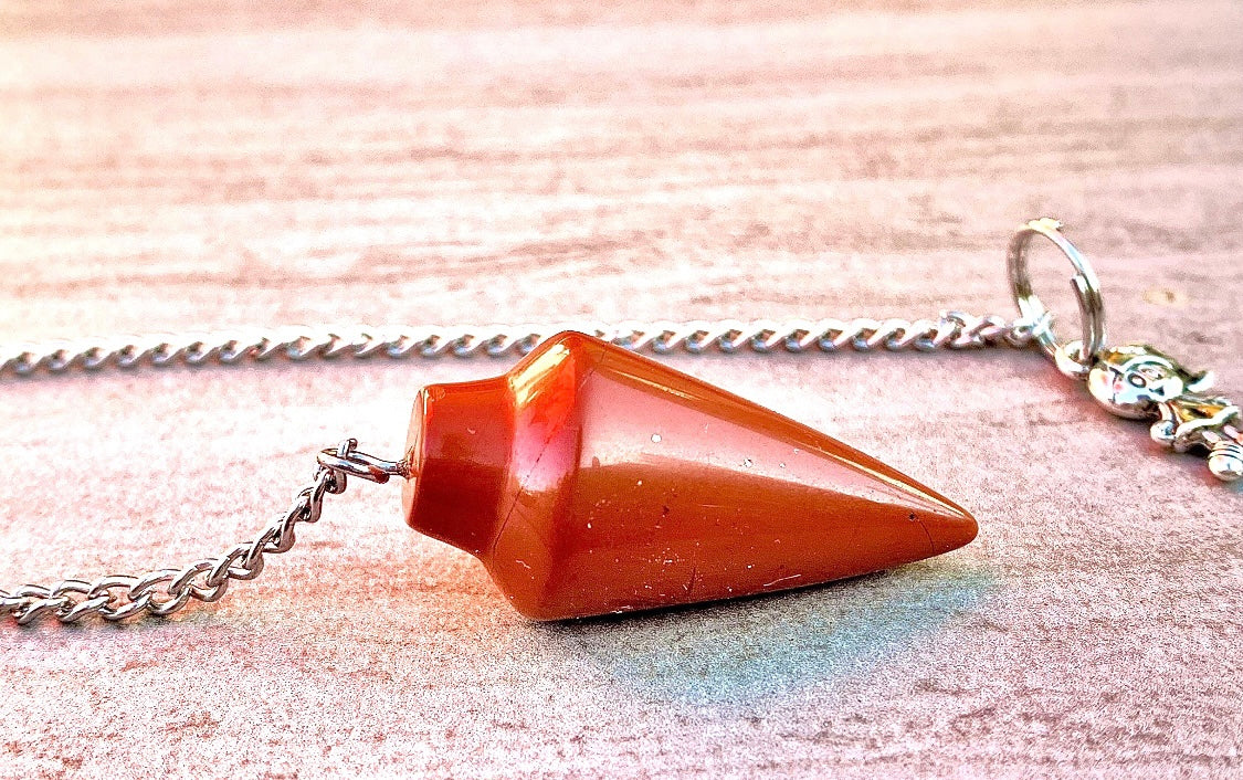Handmade Natural Red Jasper gemstone dowsing Pendulum