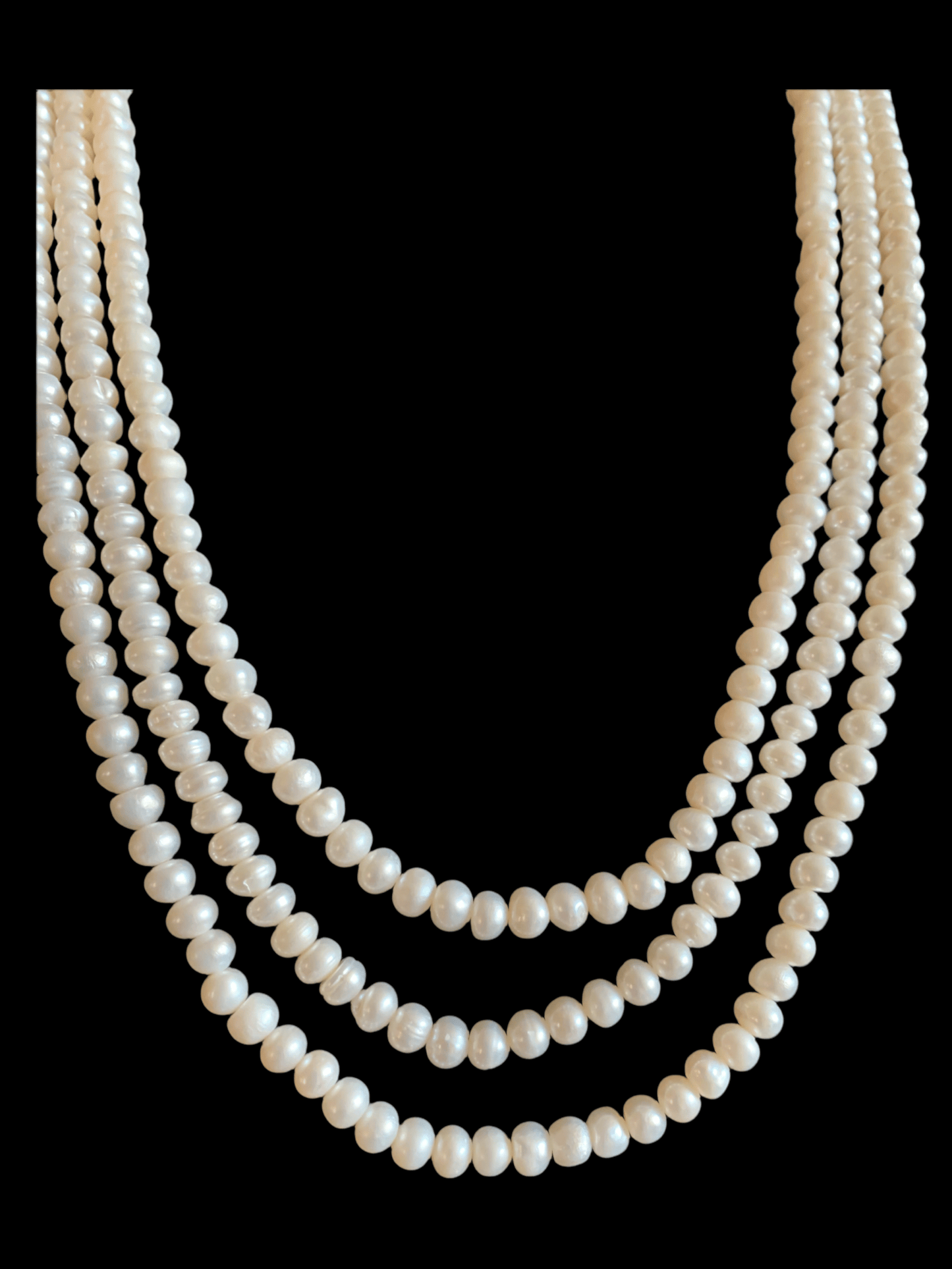 NS197 Three layer fresh water  pearl necklace (SHIPS IN 2 WEEKS)