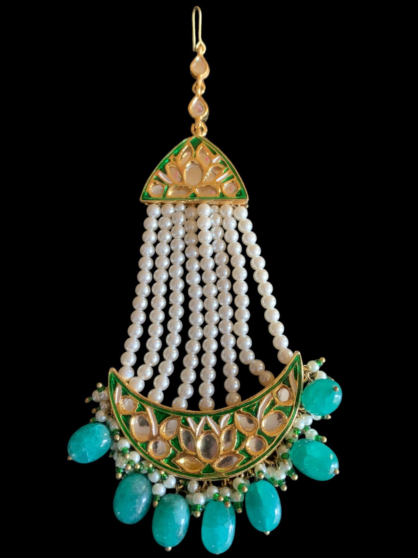 DJHR65 kundan jhoomar  in green ( READY TO SHIP)