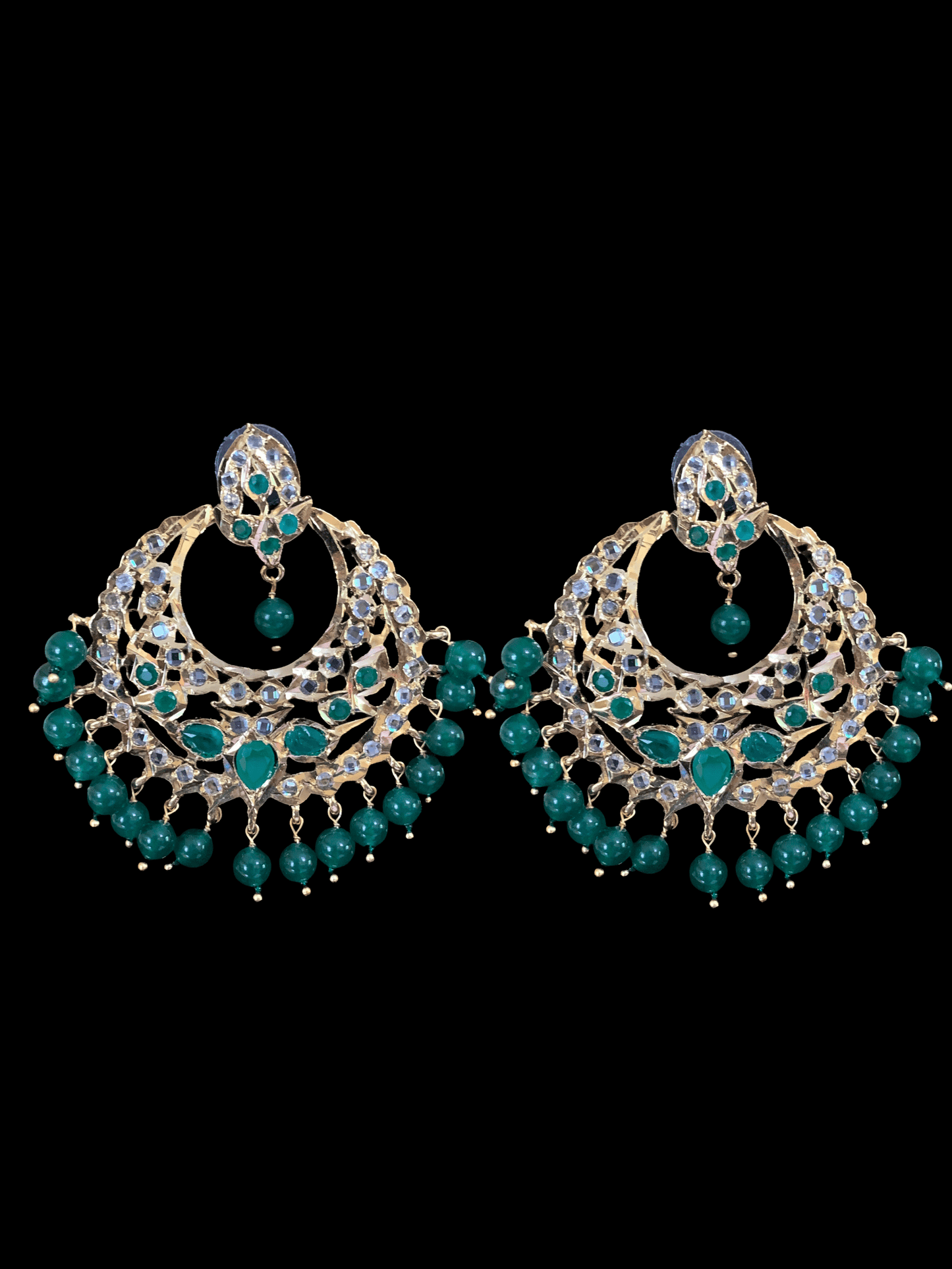 C103 Noor choker set in green with golden pearls (READY TO SHIP)