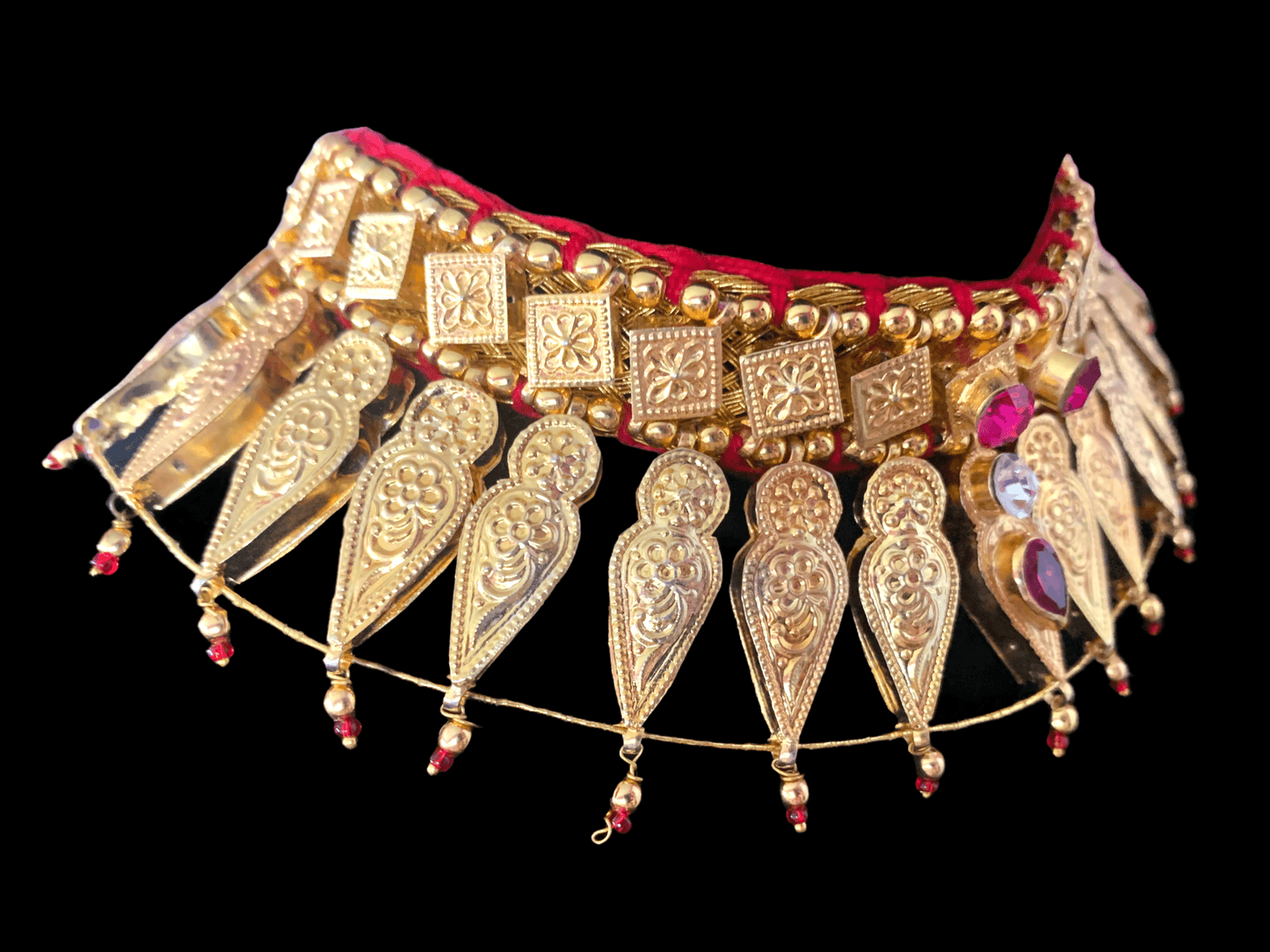 NS337 hyderabadi gold plated champakali necklace only ( SHIPS IN 4 WEEKS )