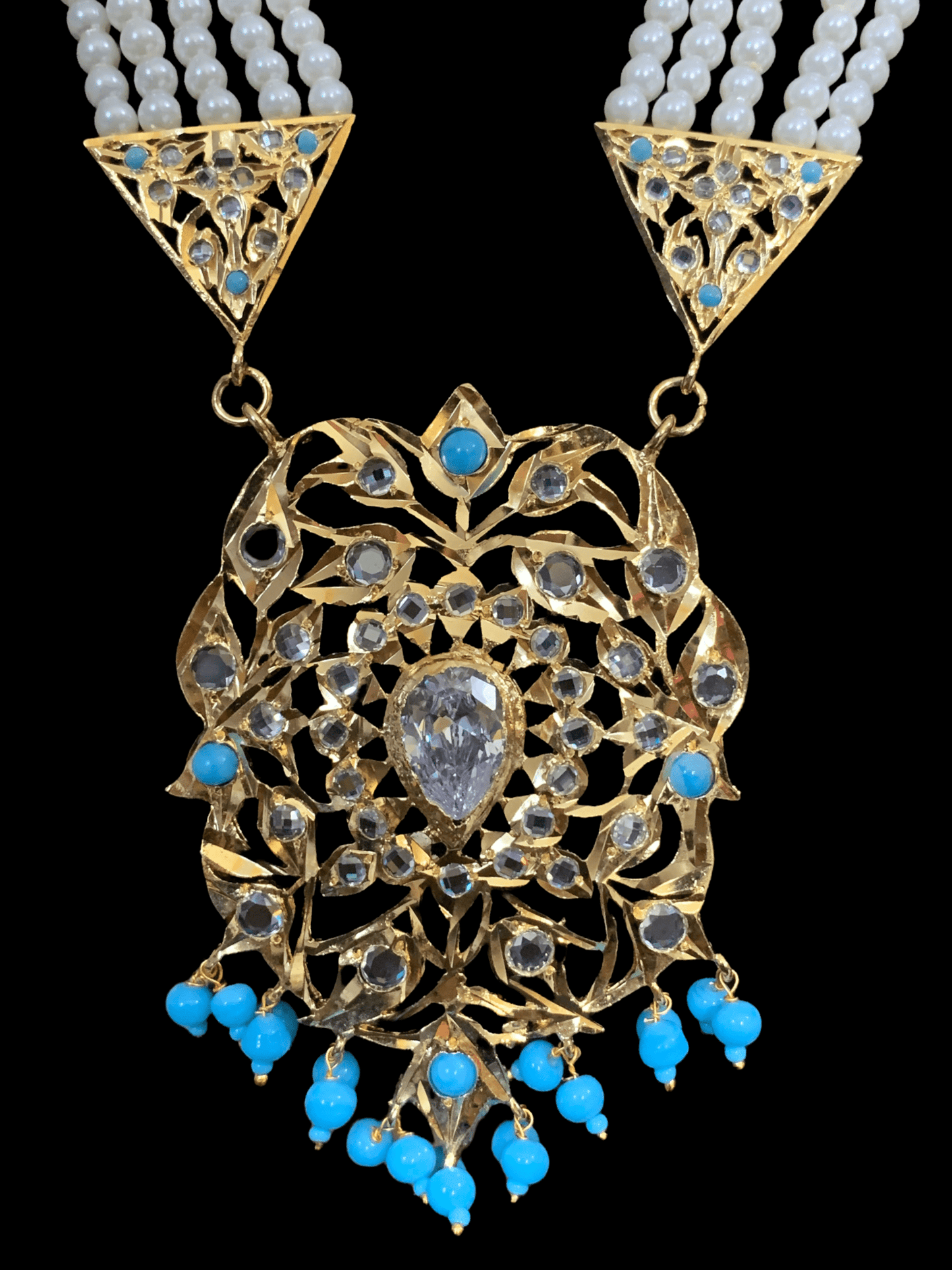 LN9 Cassie rani haar with earrings in turquoise  ( SHIPS IN 4 WEEKS  )