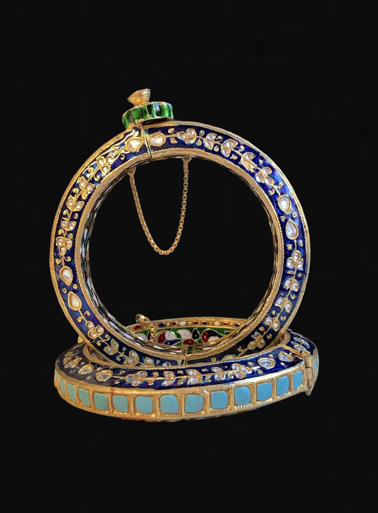 B320 Zeba kundan meenakari bangles - 1 pair or set of two bangles ( READY TO SHIP  )