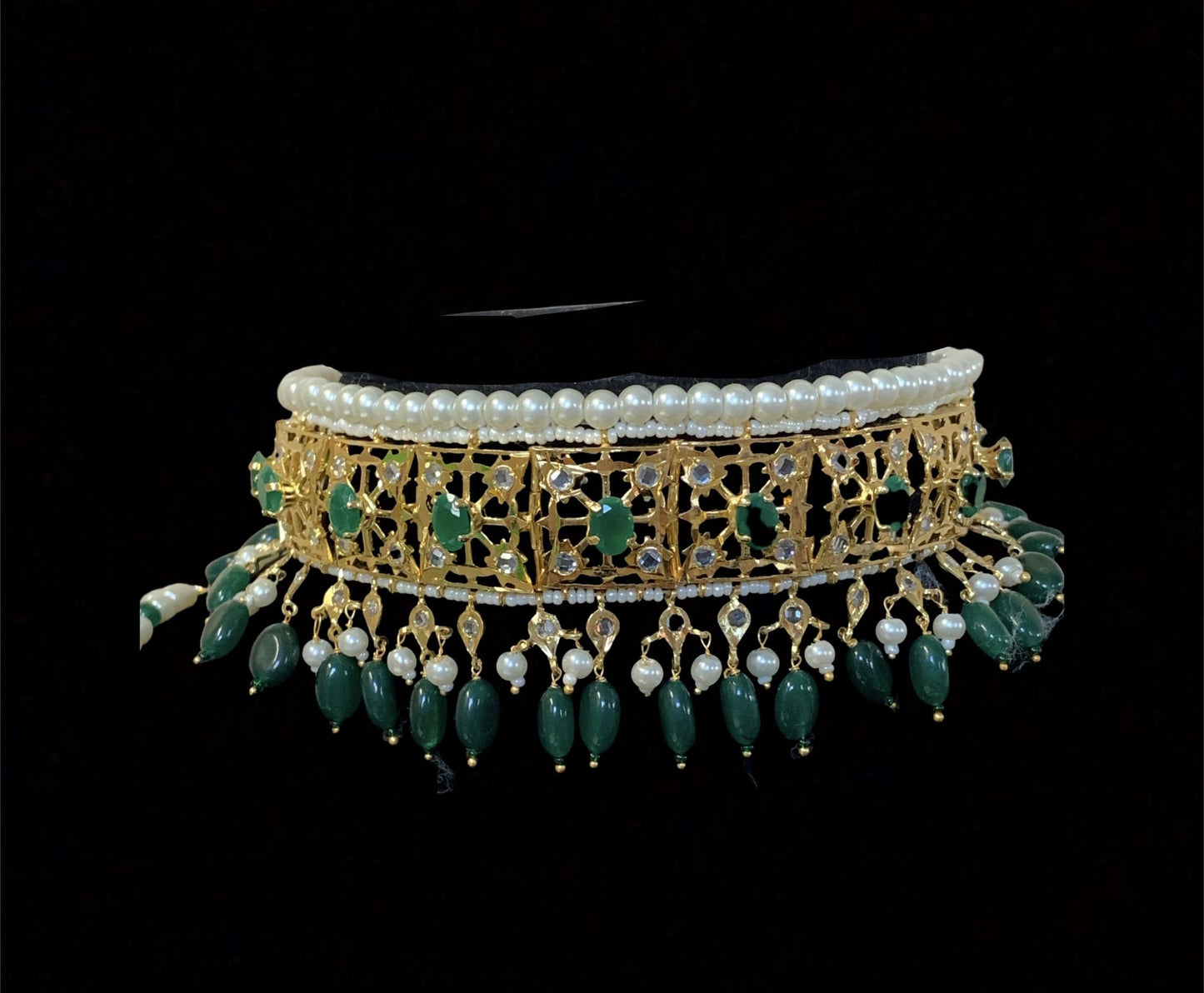 Insia jadavi lacha in emerald beads (READY TO SHIP)