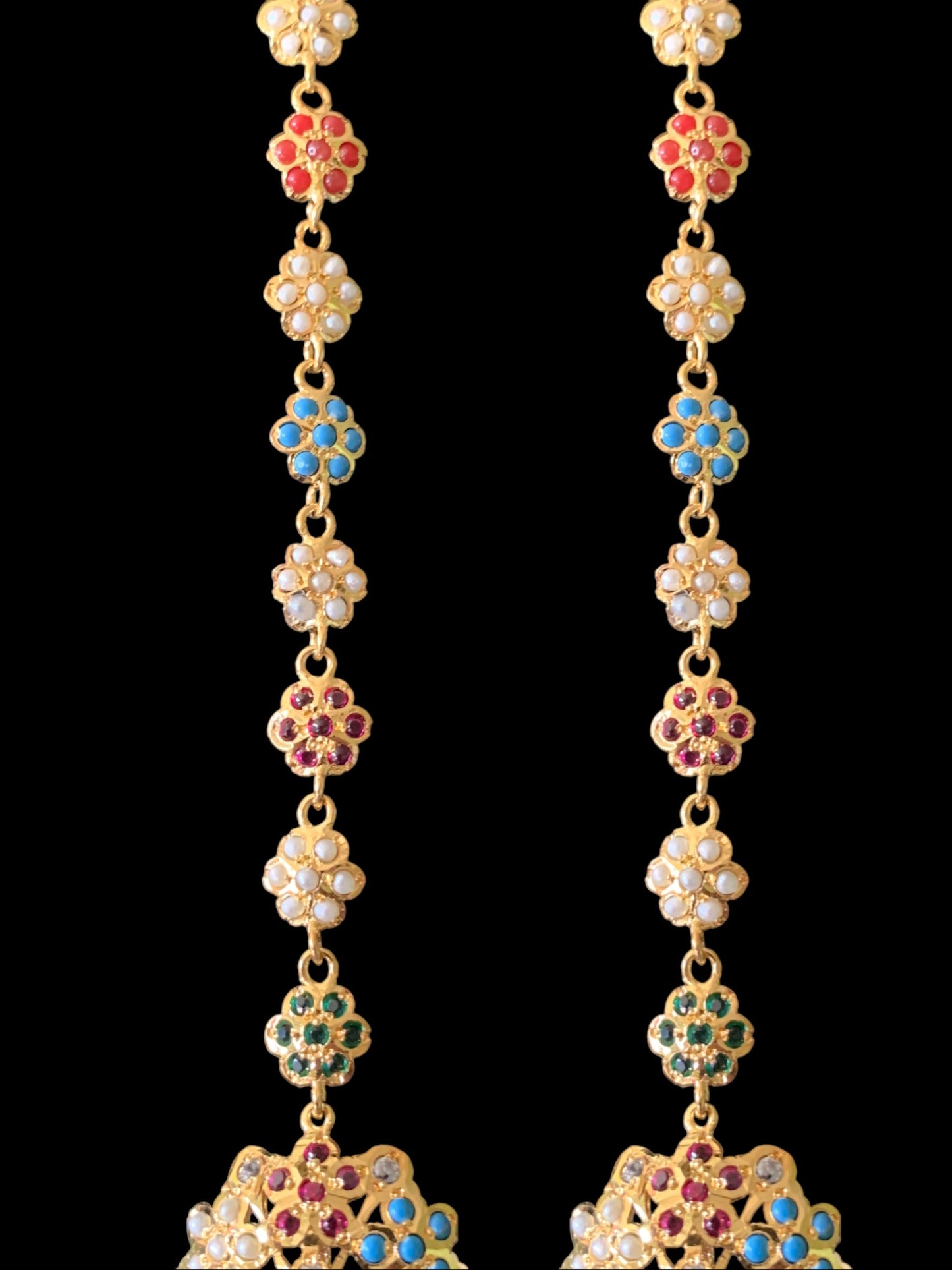Navratan gold plated silver jhumka earrings ( READY TO SHIP )