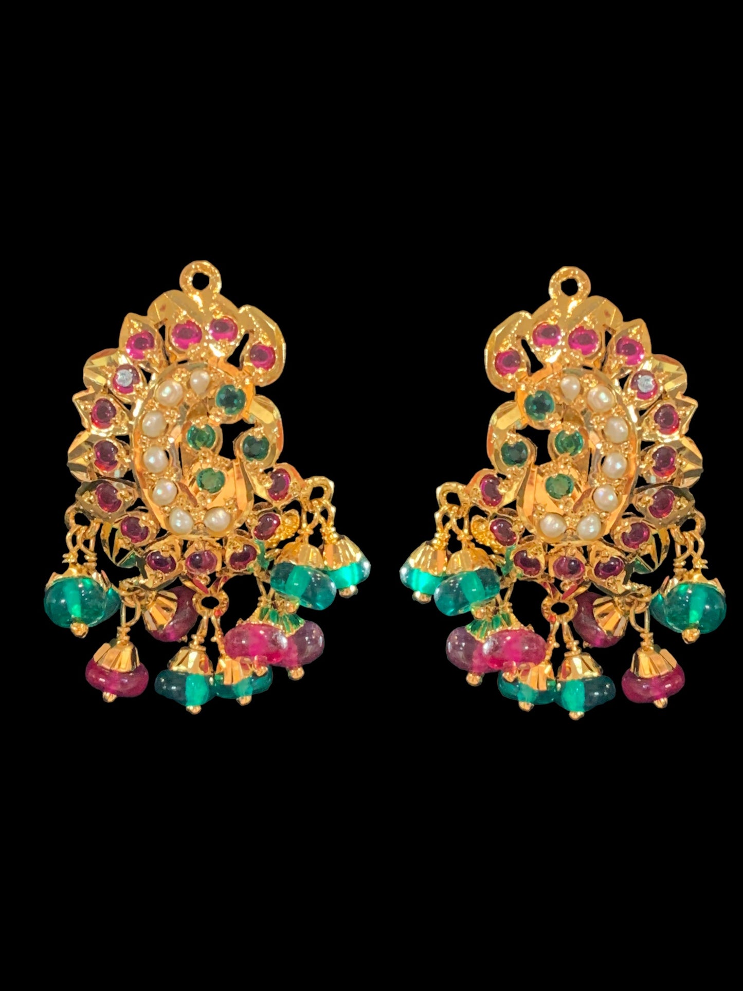 Gold plated silver pendant set in ruby emerald ( SHIPS IN 5 WEEKS )
