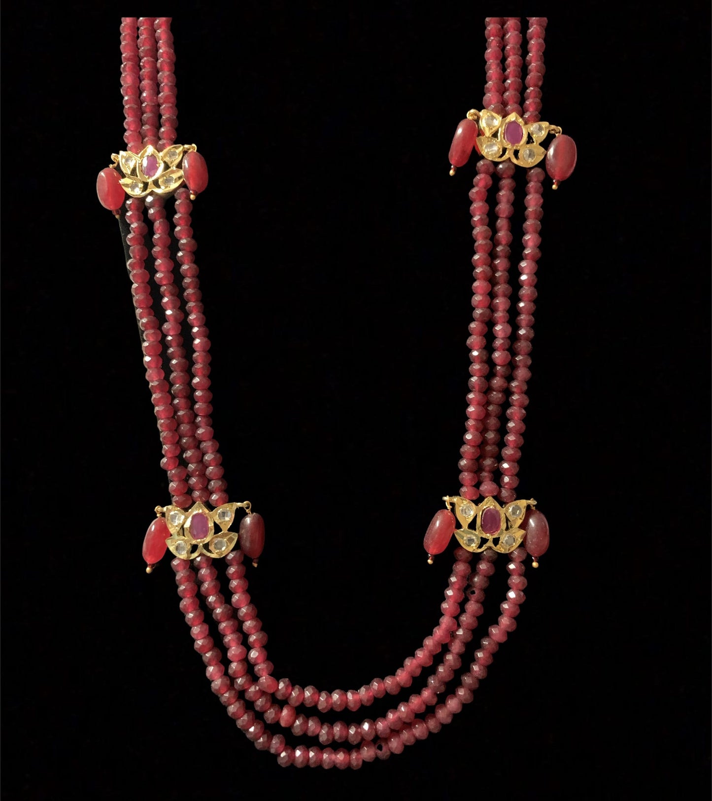 LN64 Raina Ruby  beads  necklace (SHIPS IN 3 WEEKS )