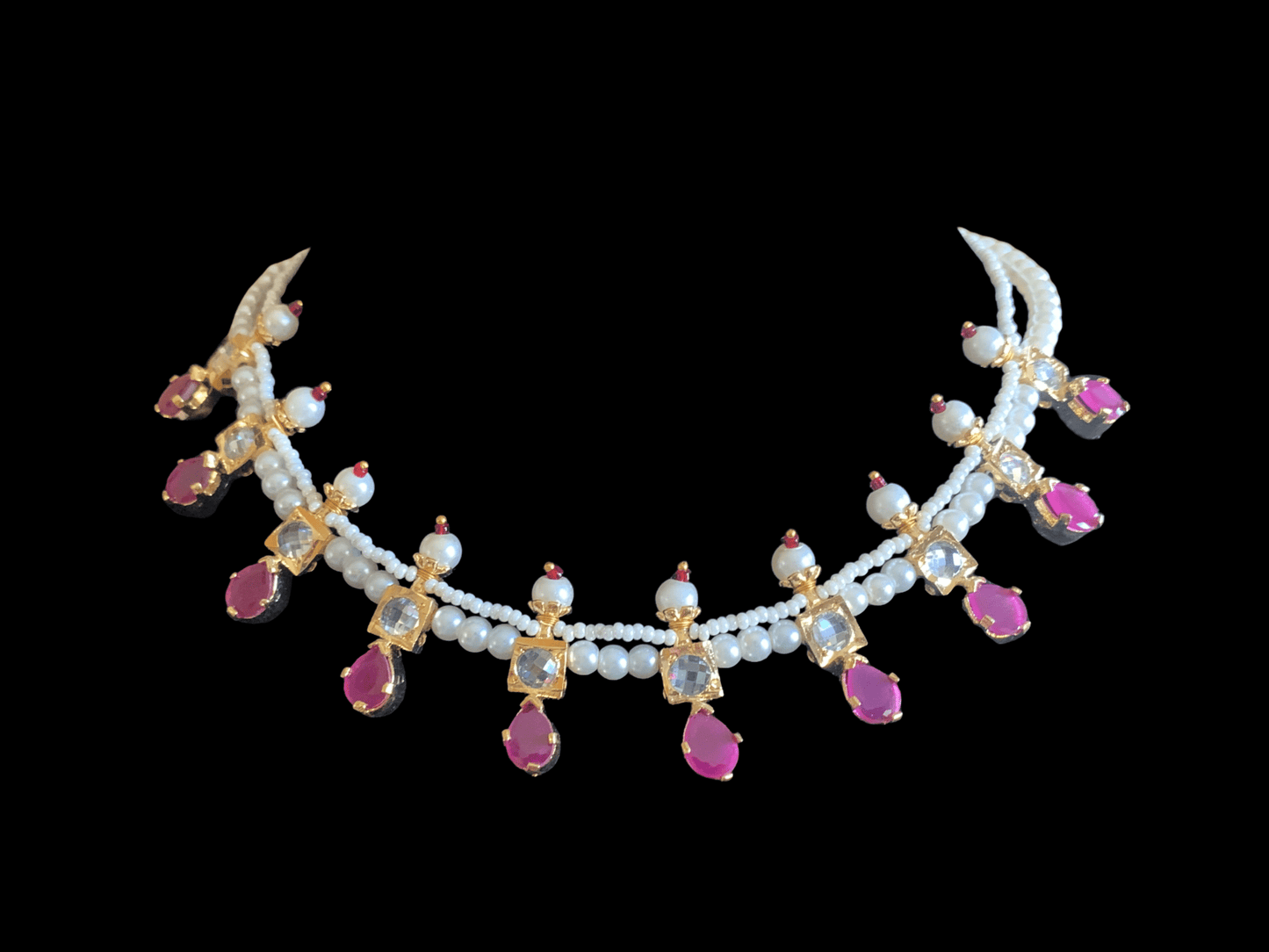 NS226 Kiara necklace set in ruby  ( READY TO SHIP )
