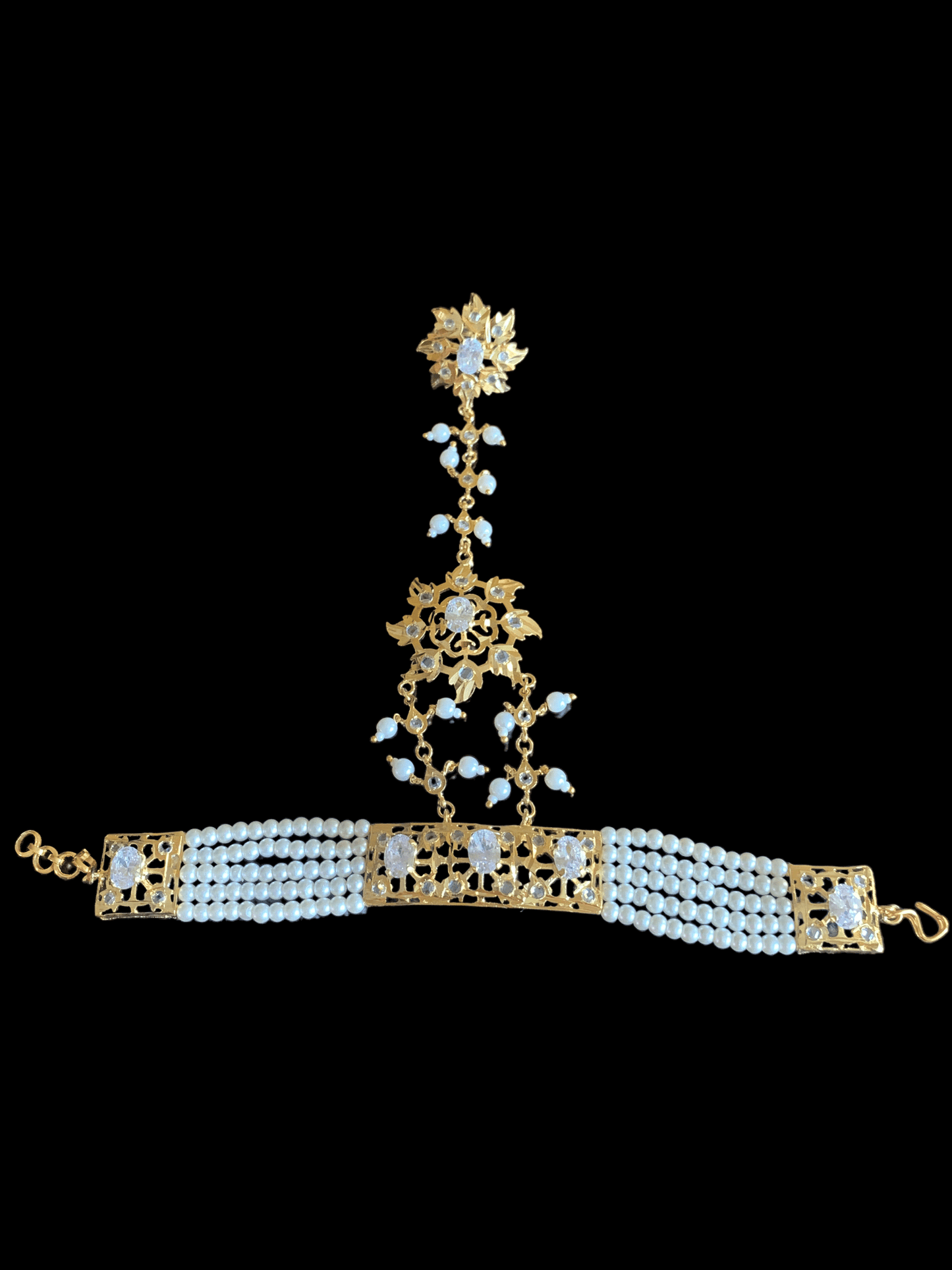 HP2 Nihala Hyderabadi haath Phool in pearls ( READY TO SHIP )