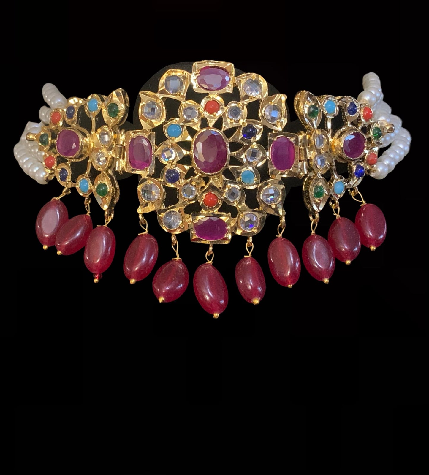 Lekha choker set in Navratan ( shell pearls  ) ( READY TO SHIP )