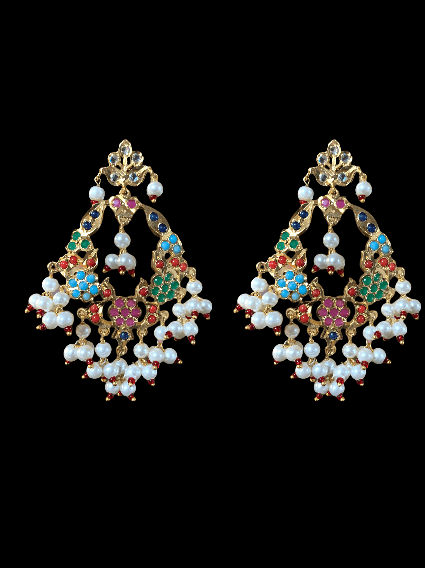 DJET26  Madhuri navaratan chandbali Tika Set ( READY TO SHIP)