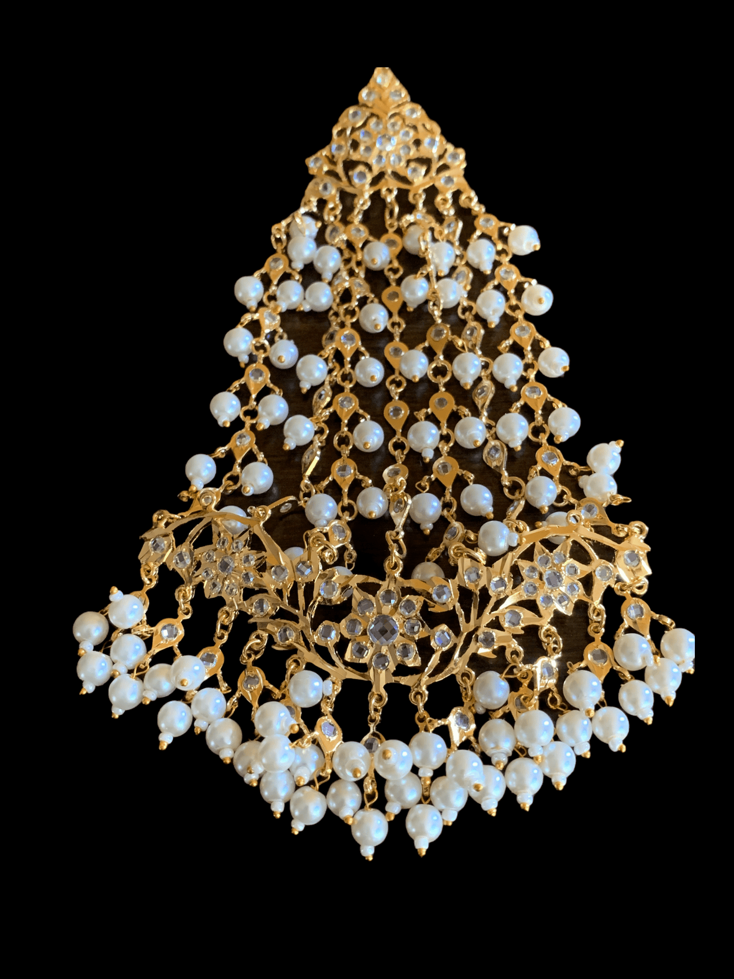 JTK10 Hira jhoomar and tika  in pearls ( READY TO SHIP )