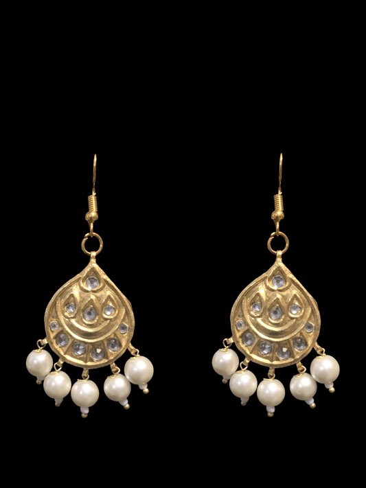 DER298 gold plated kundan Chandbali ( READY TO SHIP )