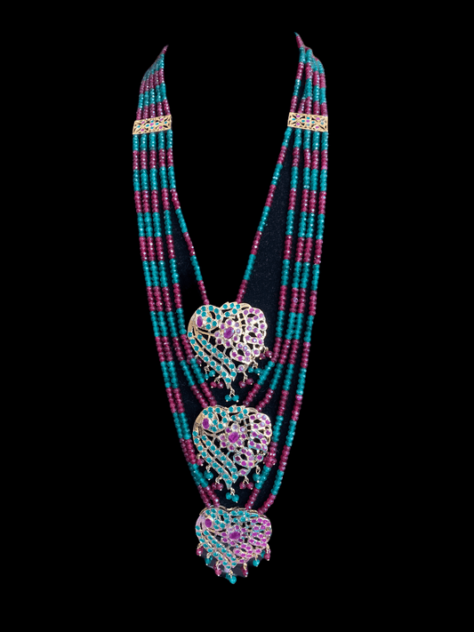 SAT38 Nimisha bridal three layer necklace set with earrings  ( READY TO SHIP)
