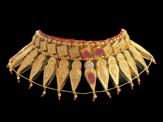 NS337 hyderabadi gold plated champakali necklace only ( SHIPS IN 4 WEEKS )